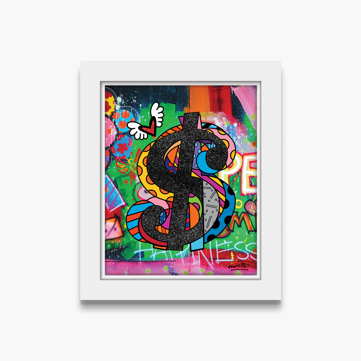 Romero Britto show me the money limited  contemporary pop art piece