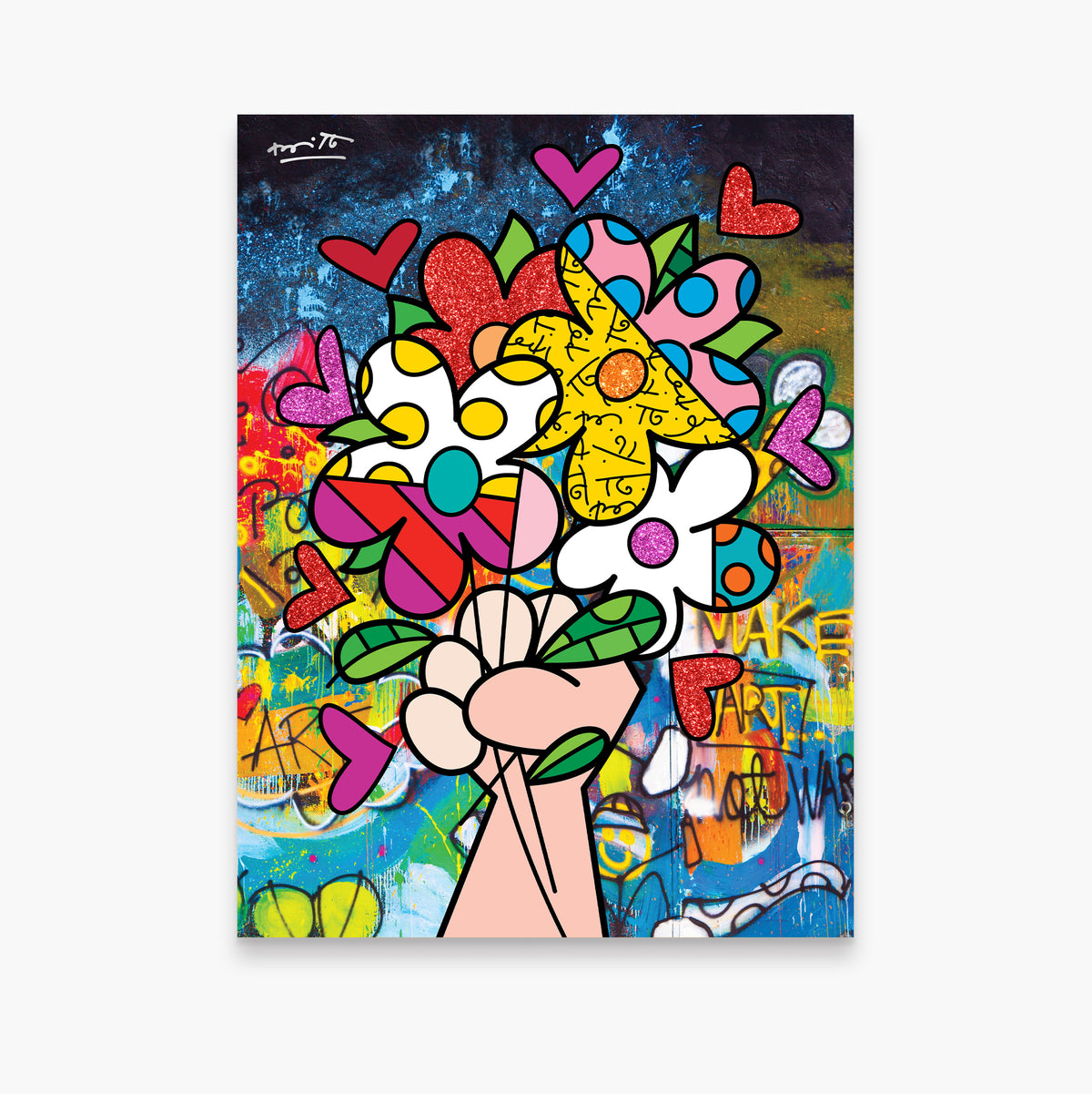 Romero Britto make art not war limited  colorful pop art design