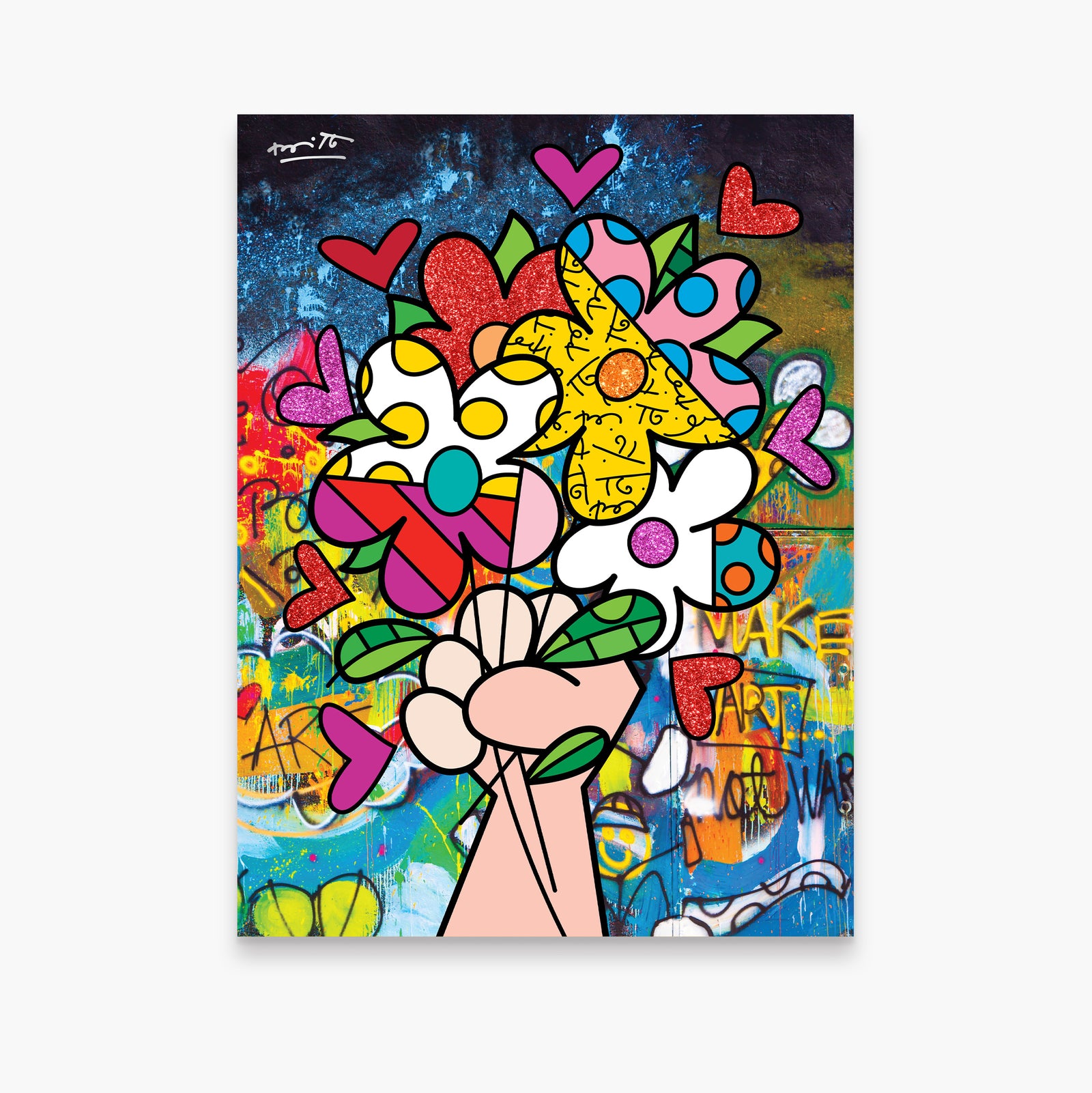 Romero Britto make art not war limited  colorful pop art design