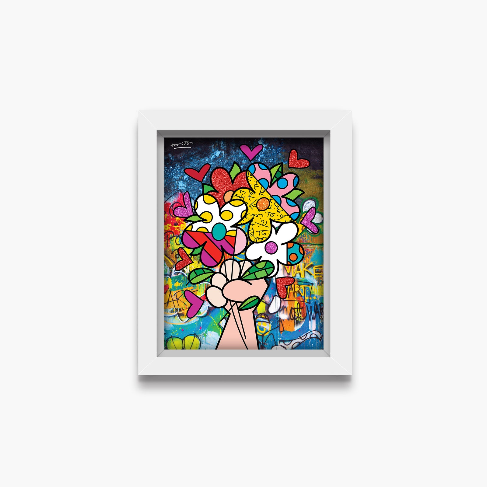 Romero Britto make art not war limited  contemporary pop art piece