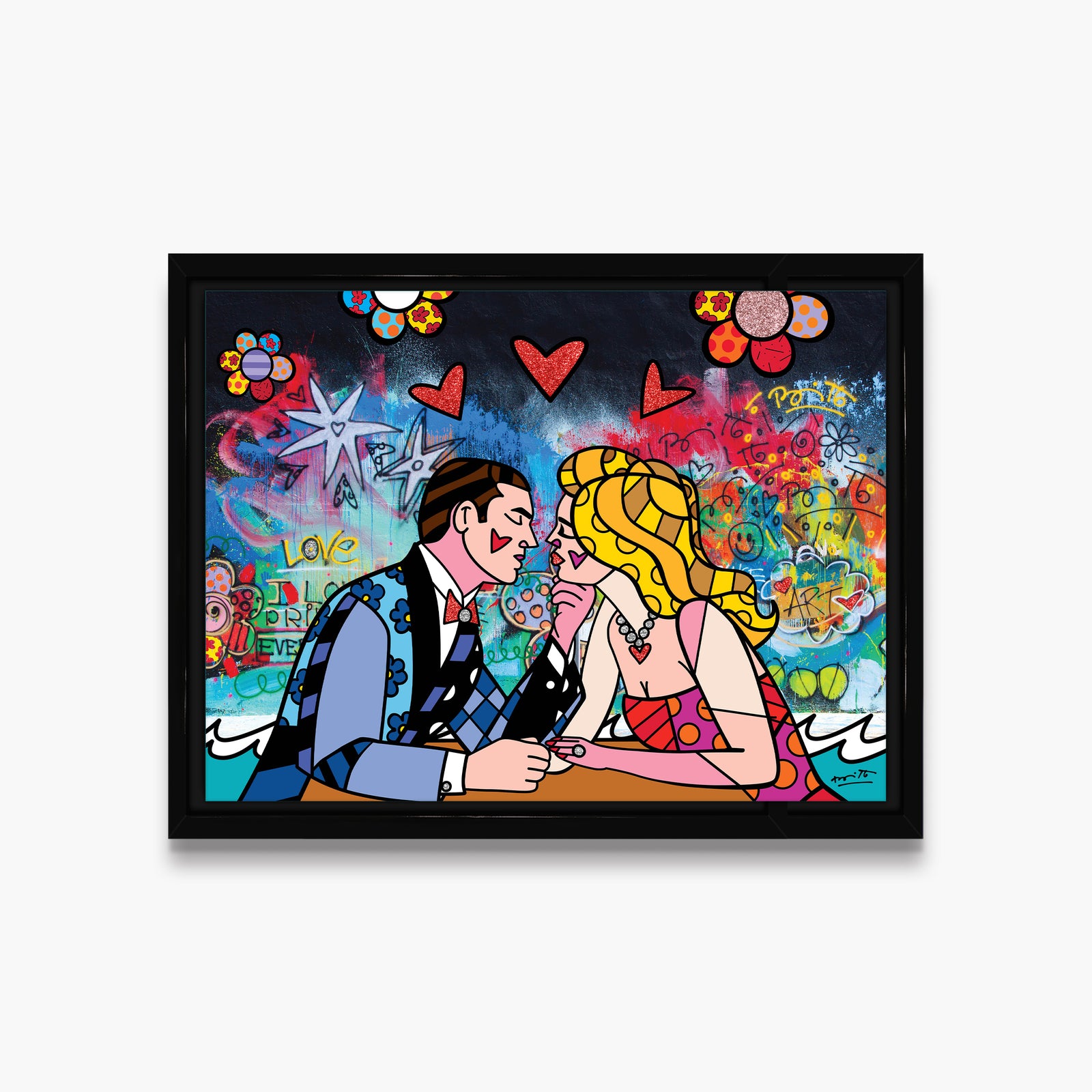 Romero Britto just the two of us  contemporary pop art piece