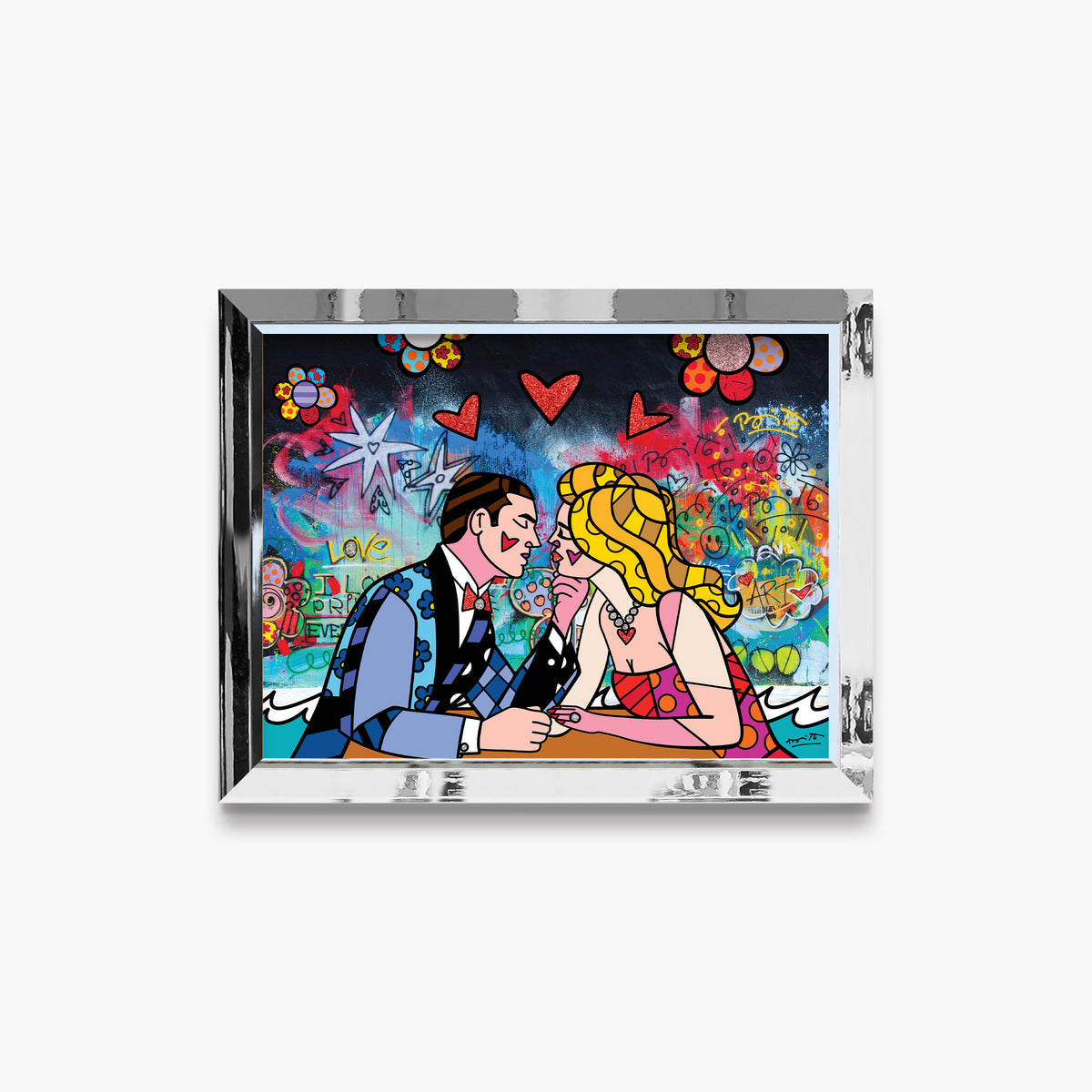 Romero Britto just the two of us  contemporary pop art piece