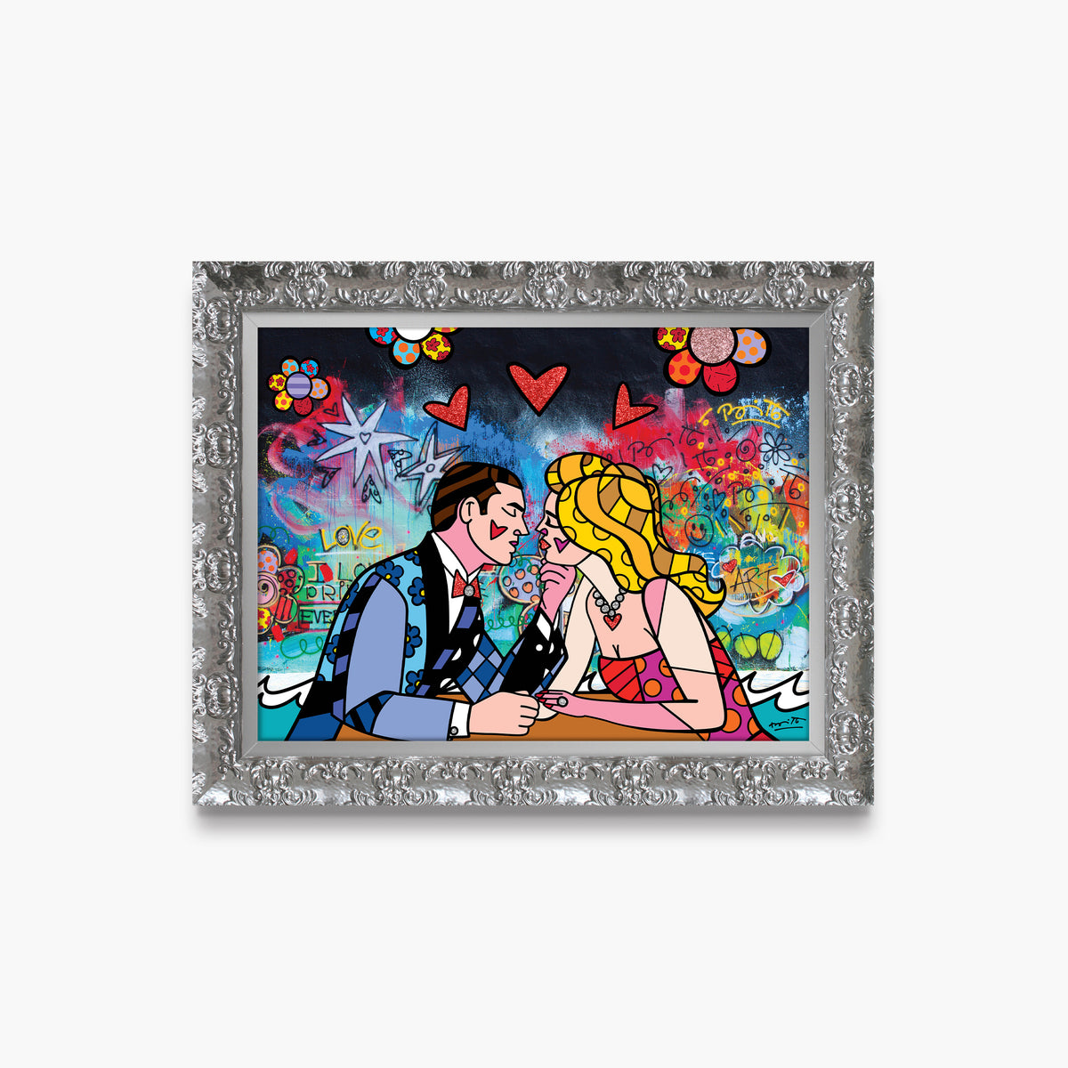 Romero Britto just the two of us  contemporary pop art piece