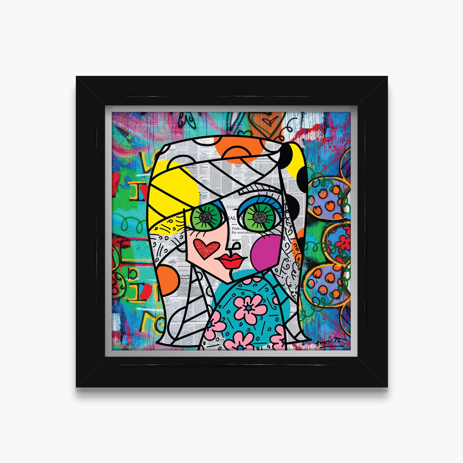 Romero Britto look me in the eyes  colorful pop art design