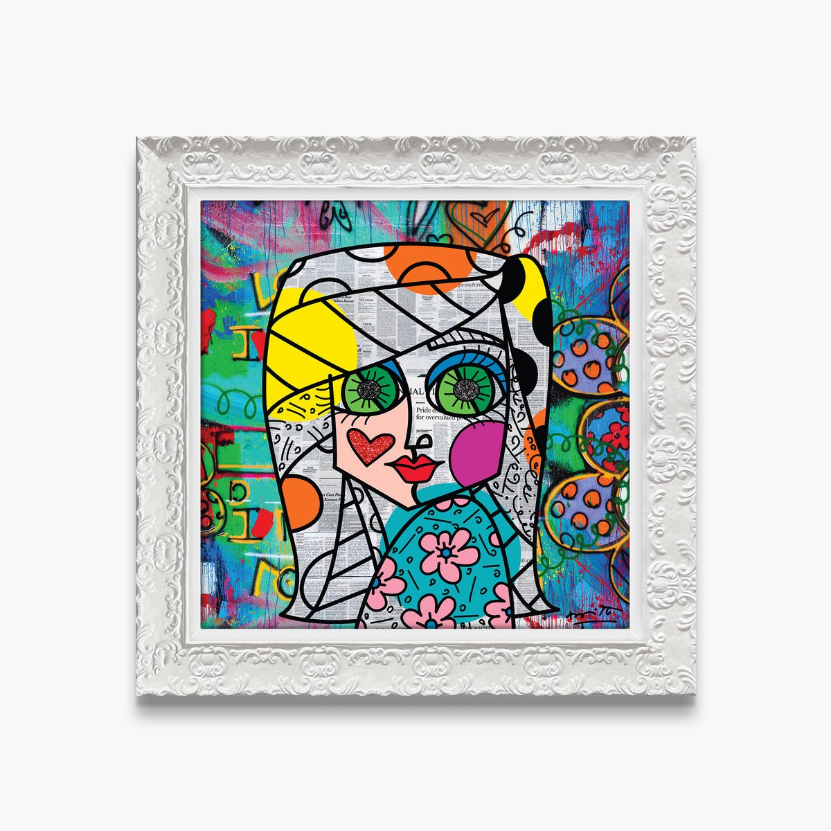Romero Britto look me in the eyes  colorful pop art design