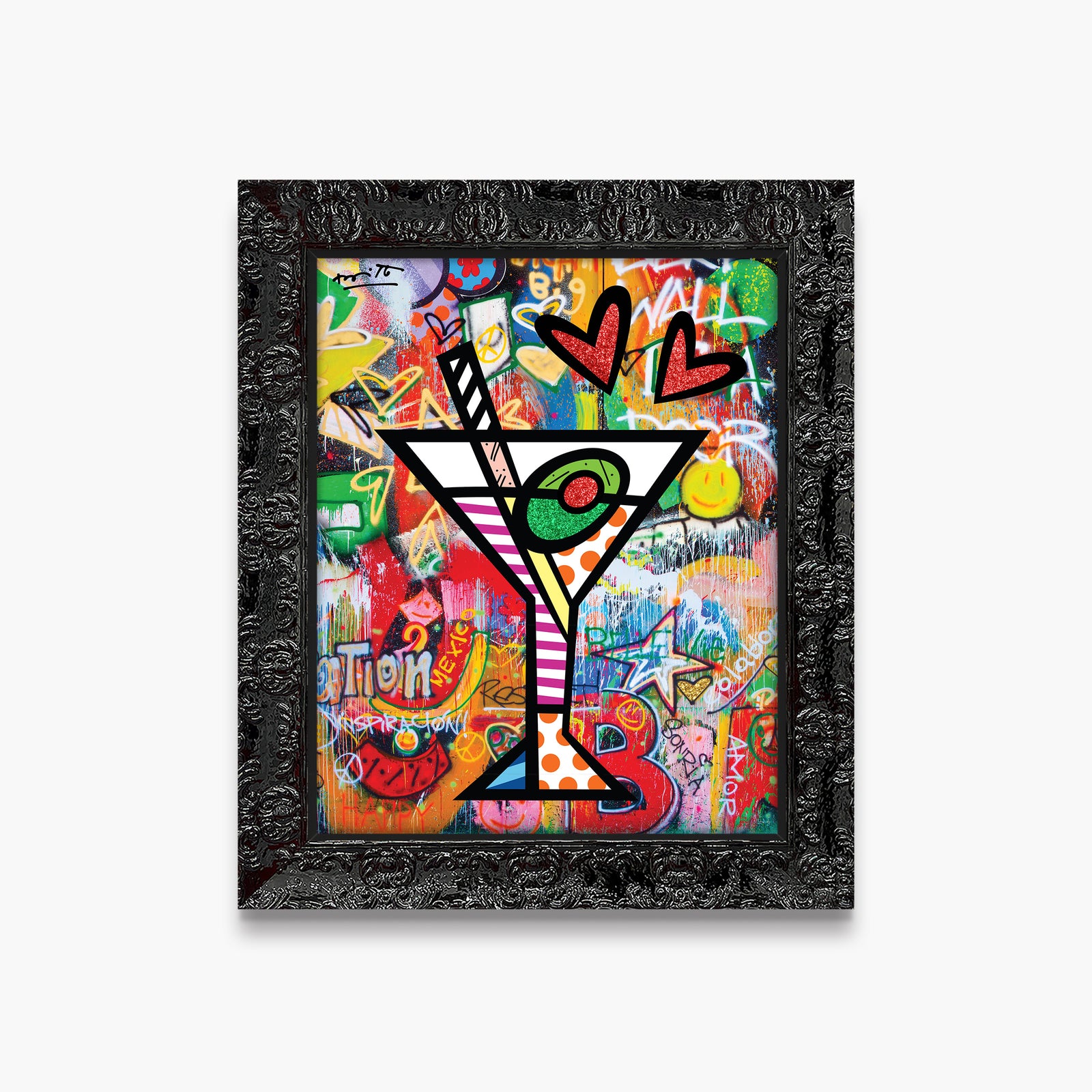 Romero Britto happy hour limited edition print  contemporary pop art piece