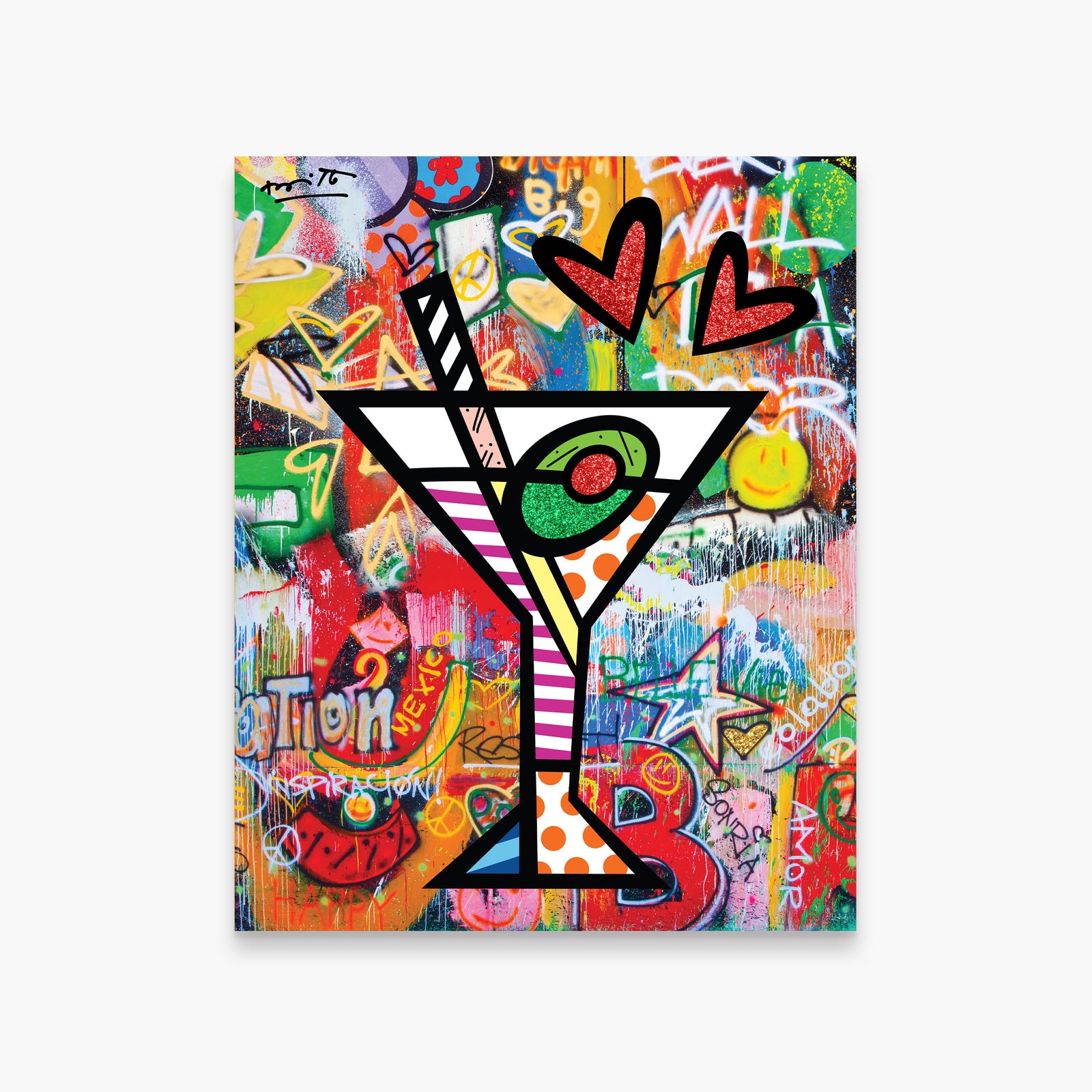 Romero Britto happy hour limited edition print  colorful pop art design