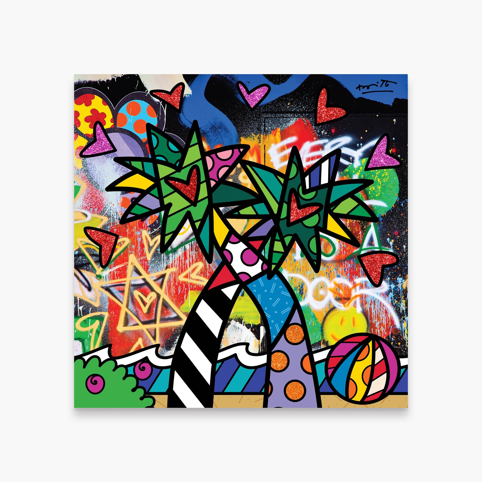 Romero Britto miami vibes limited edition print  colorful pop art design