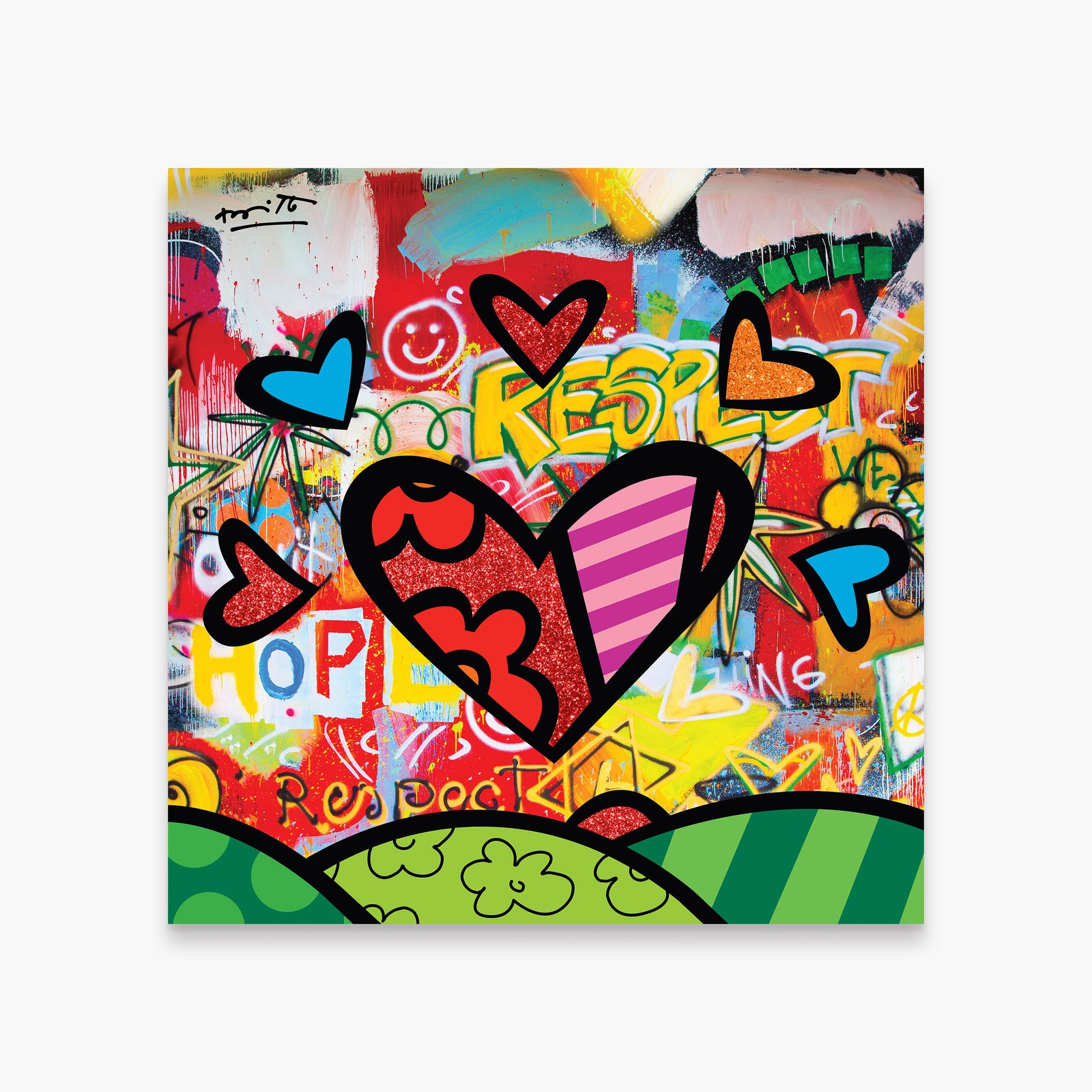 Romero Britto love for life limited edition  colorful pop art design