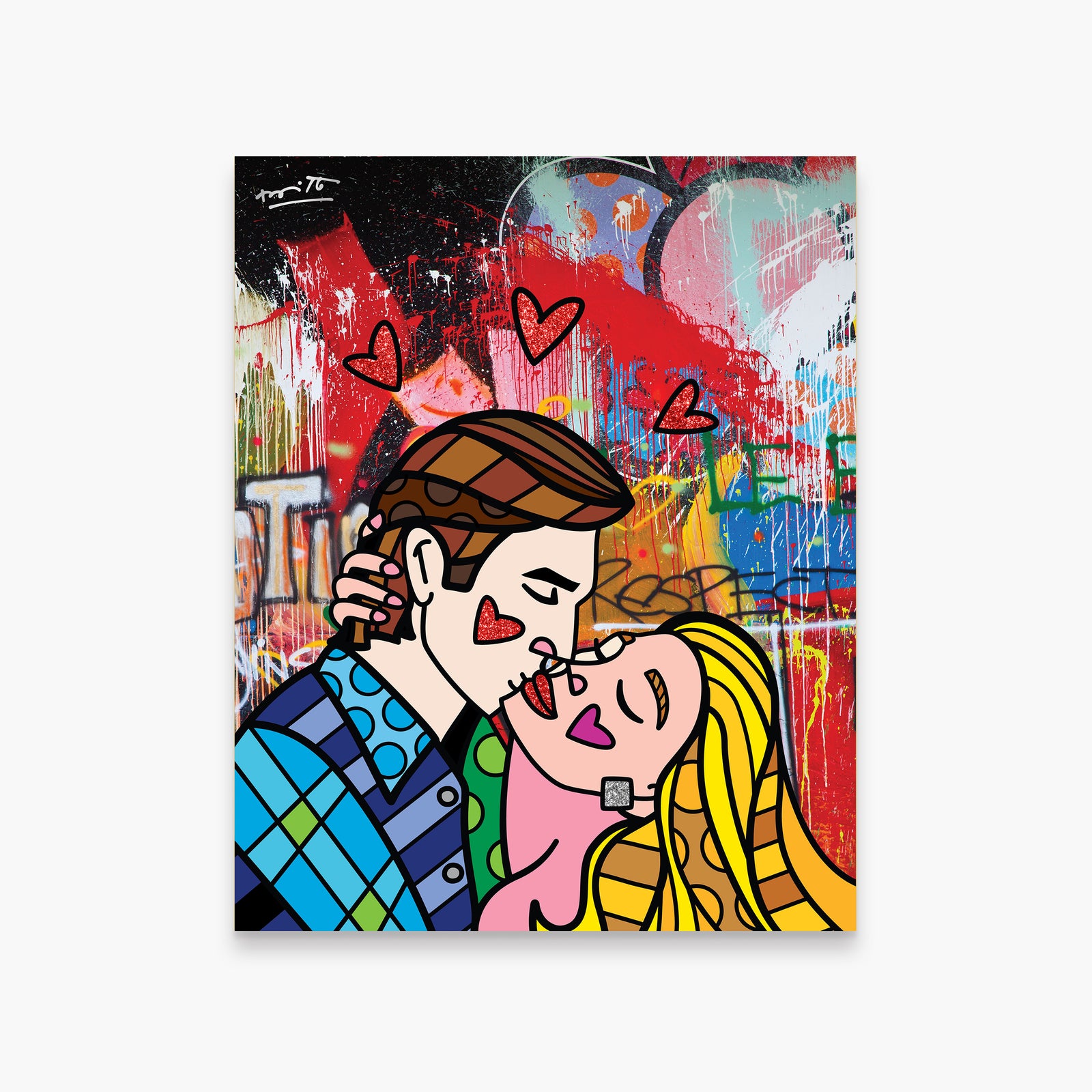 Romero Britto romance limited edition print  colorful pop art design