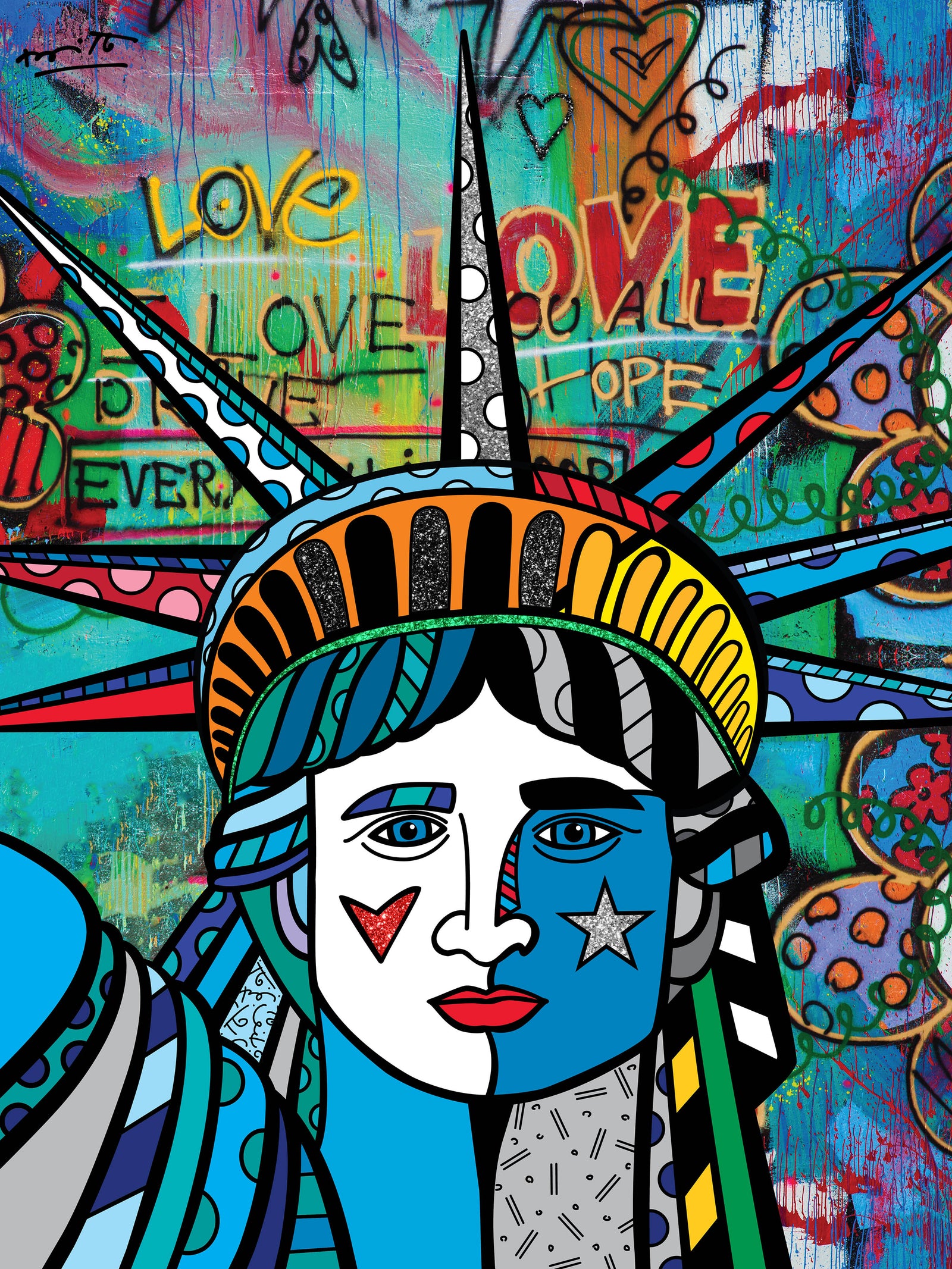 Romero Britto love for freedom limited edition  colorful pop art design