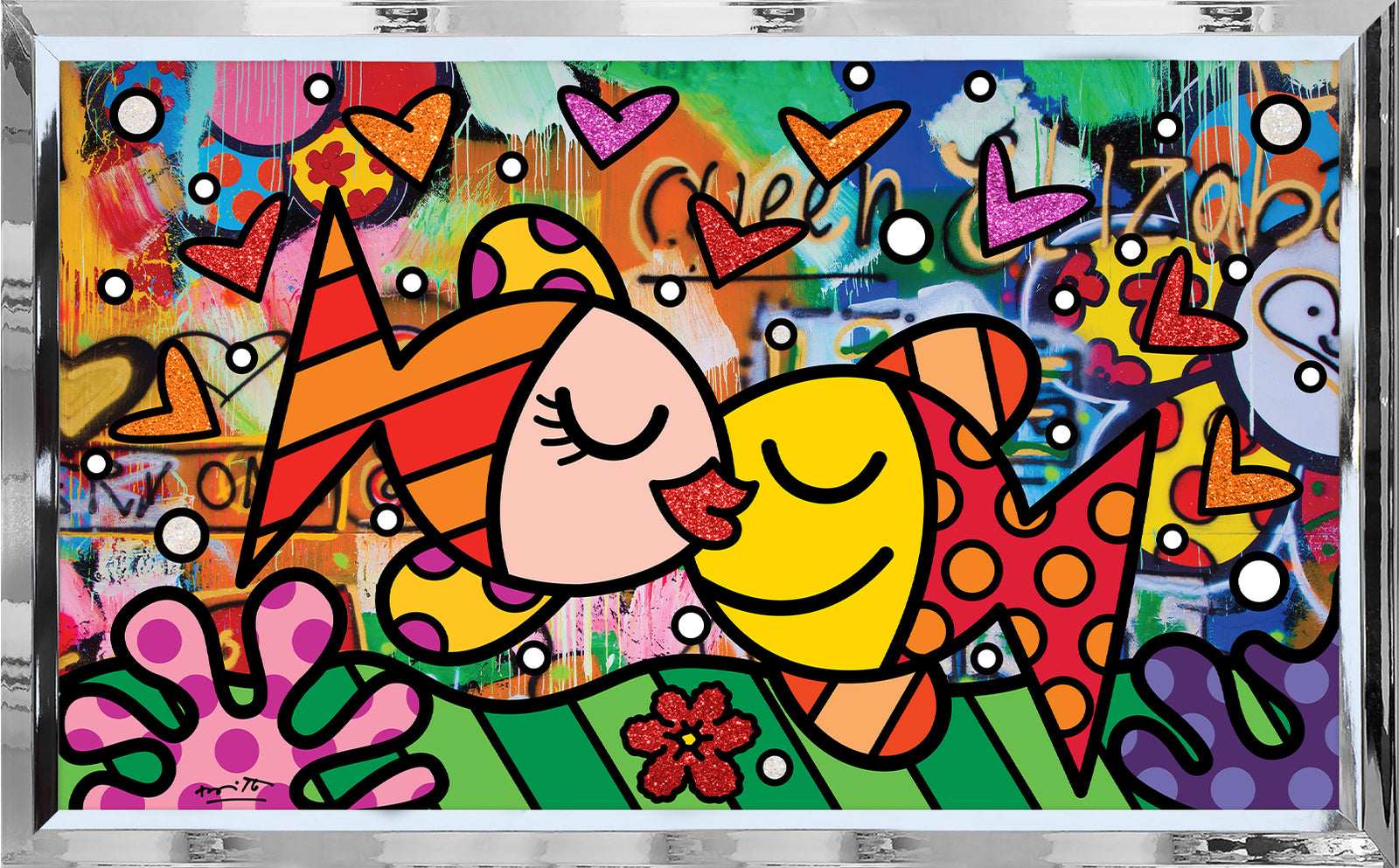 Romero Britto unforgettable limited edition print  colorful pop art design