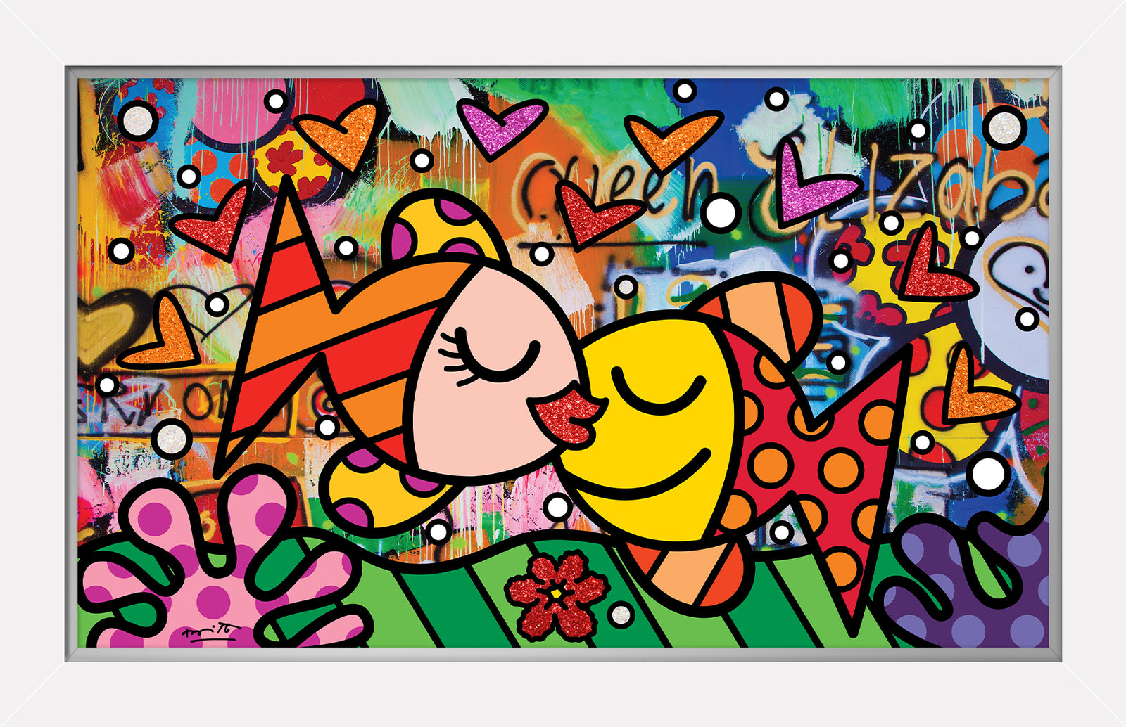 Romero Britto unforgettable limited edition print  colorful pop art design