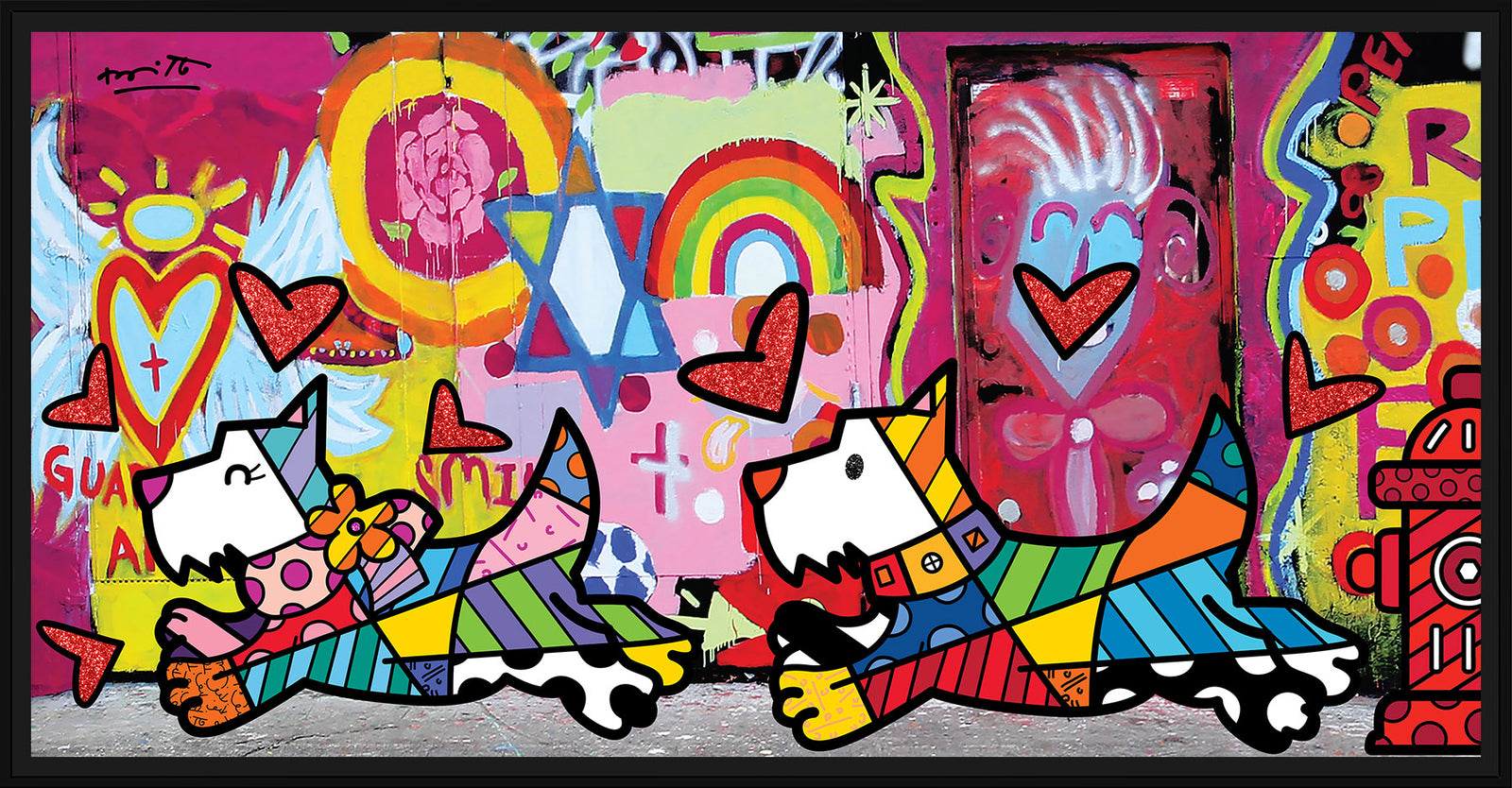 Romero Britto catch me if you can  contemporary pop art piece