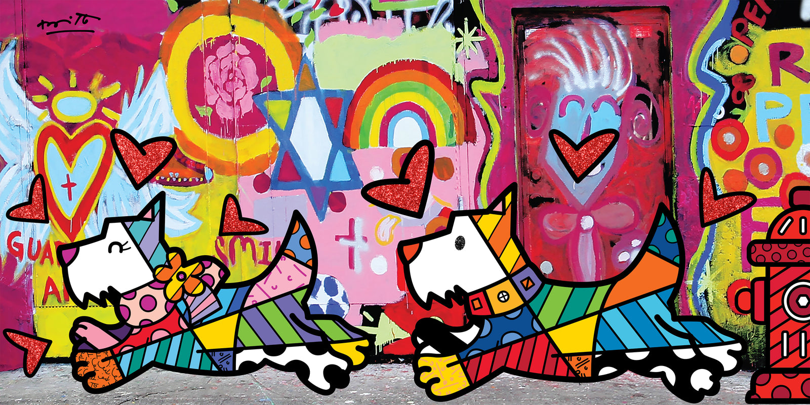 Romero Britto catch me if you can  colorful pop art design