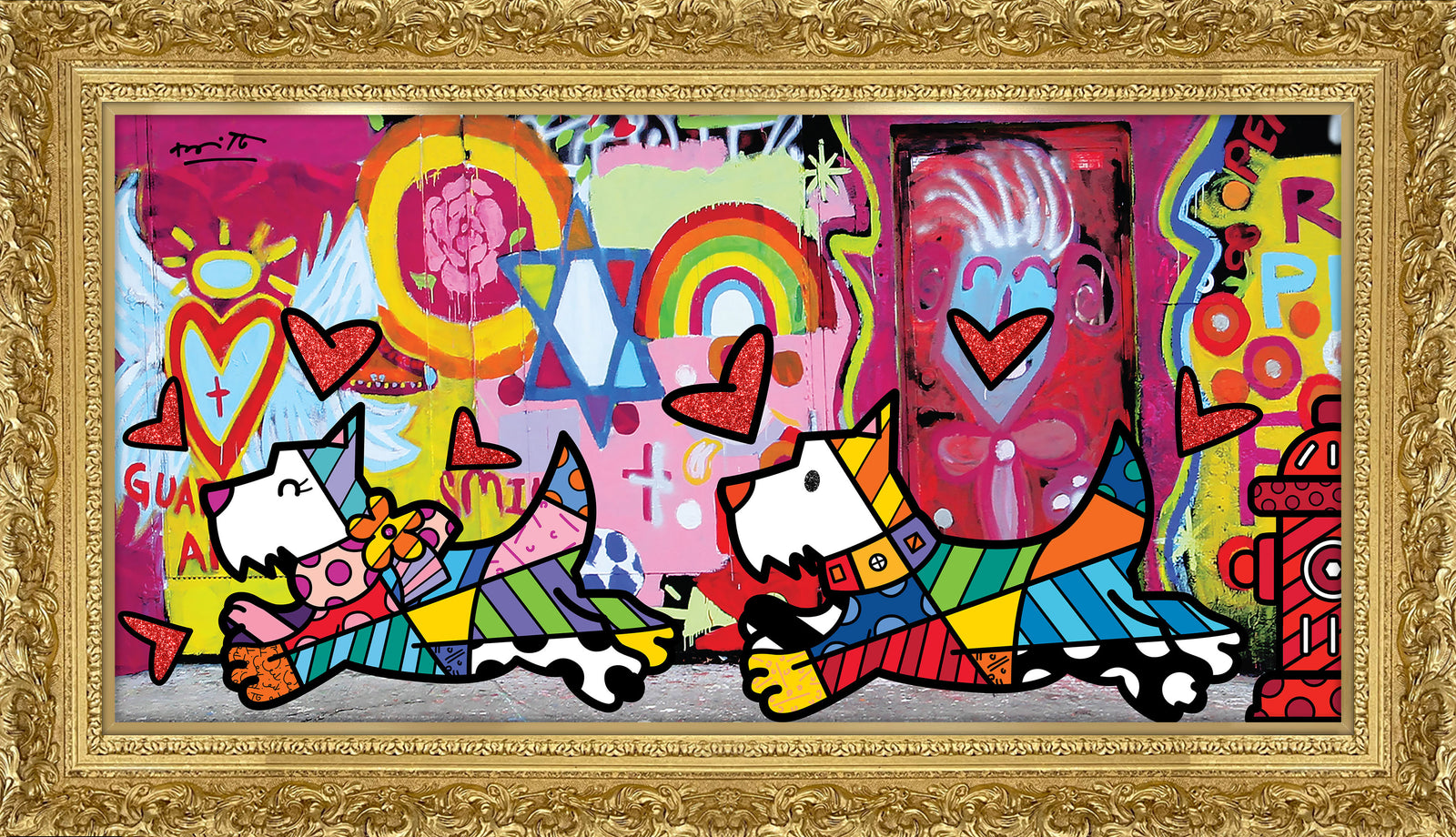 Romero Britto catch me if you can  contemporary pop art piece