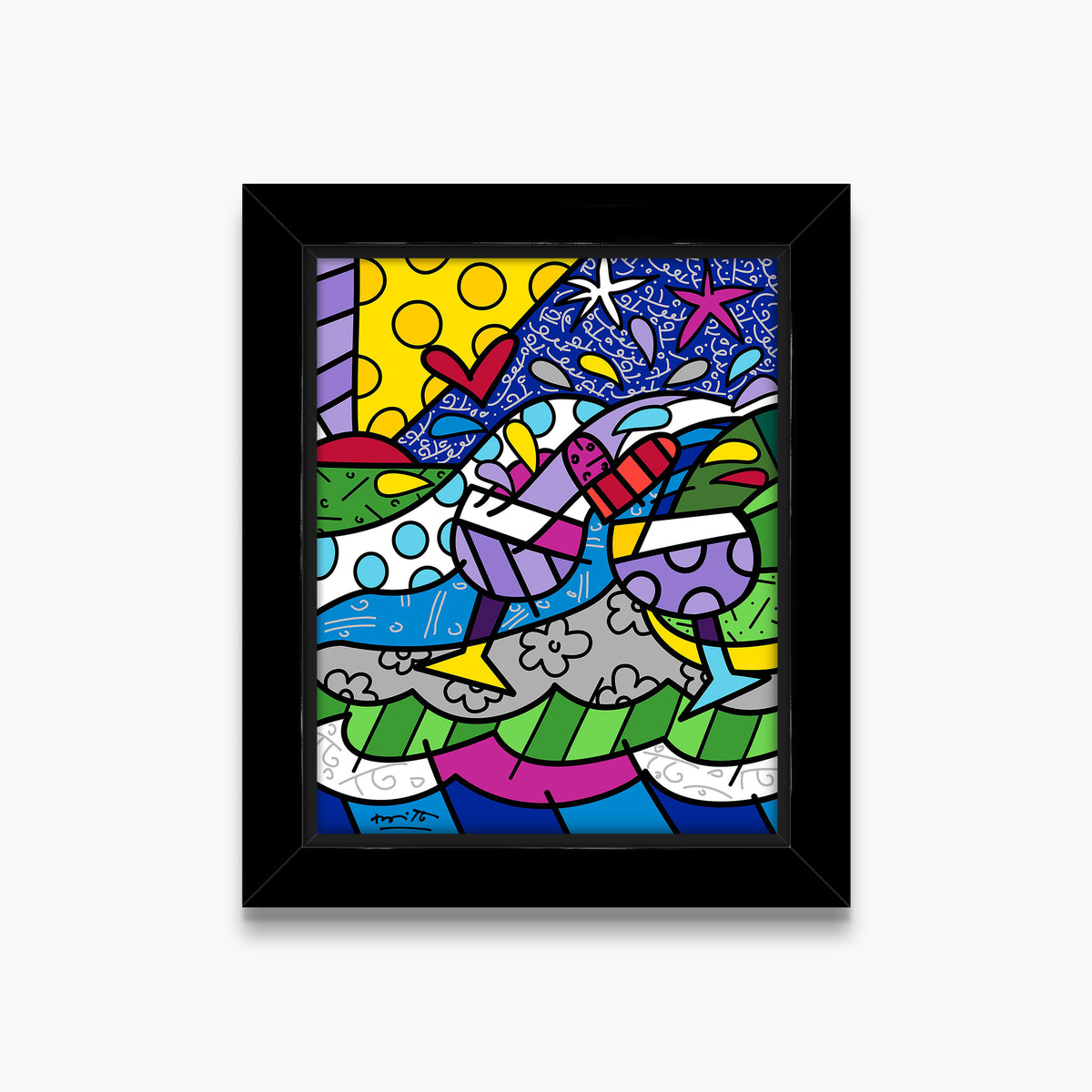 Romero Britto wine country purple limited edition  contemporary pop art piece