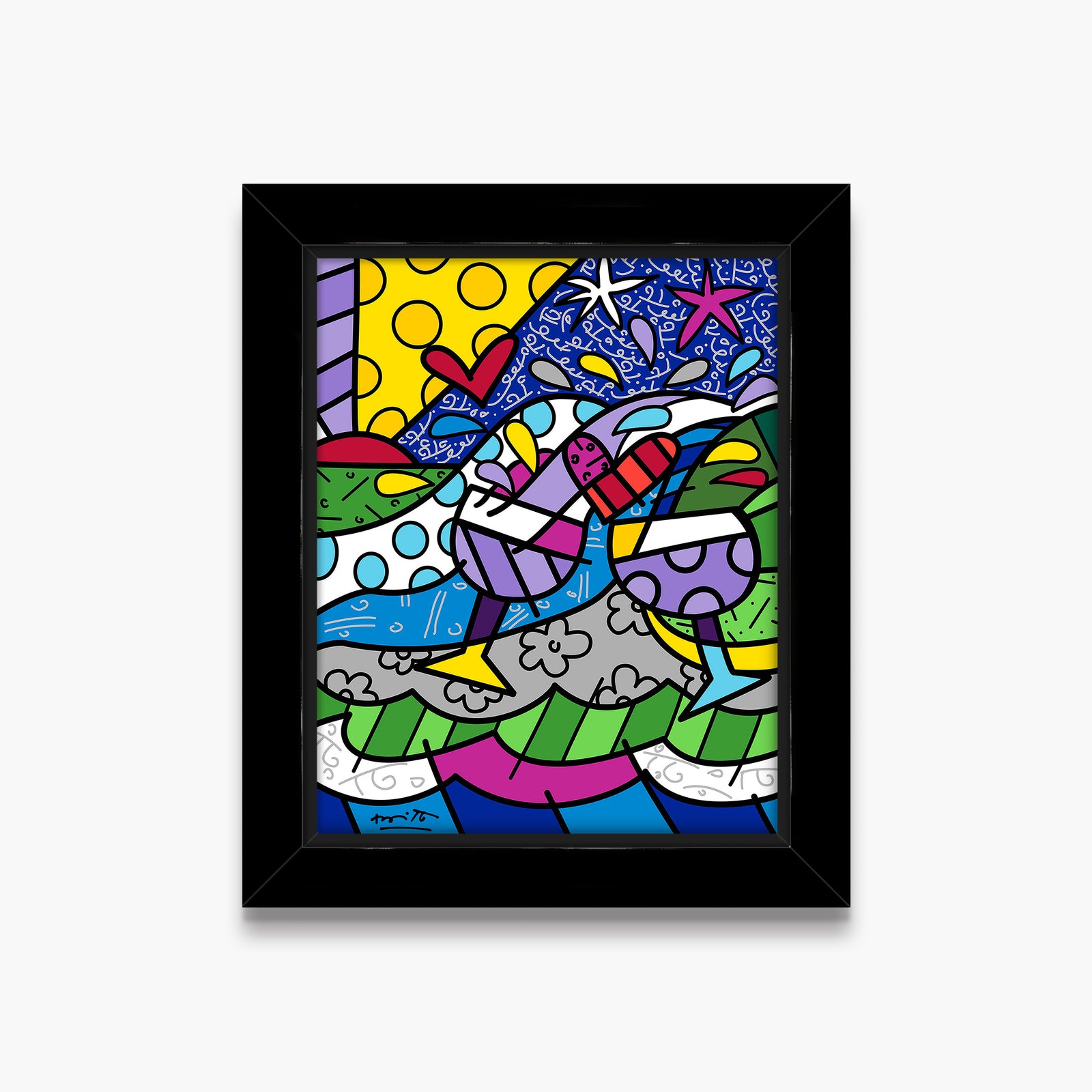 Romero Britto wine country purple limited edition  contemporary pop art piece
