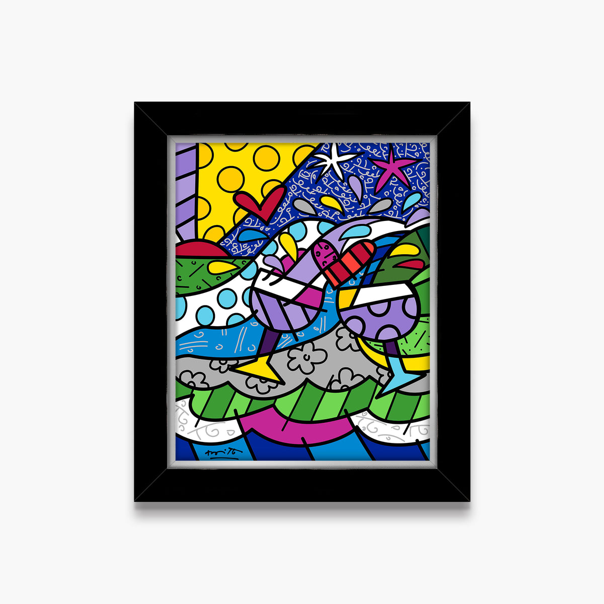 Romero Britto wine country purple limited edition  contemporary pop art piece