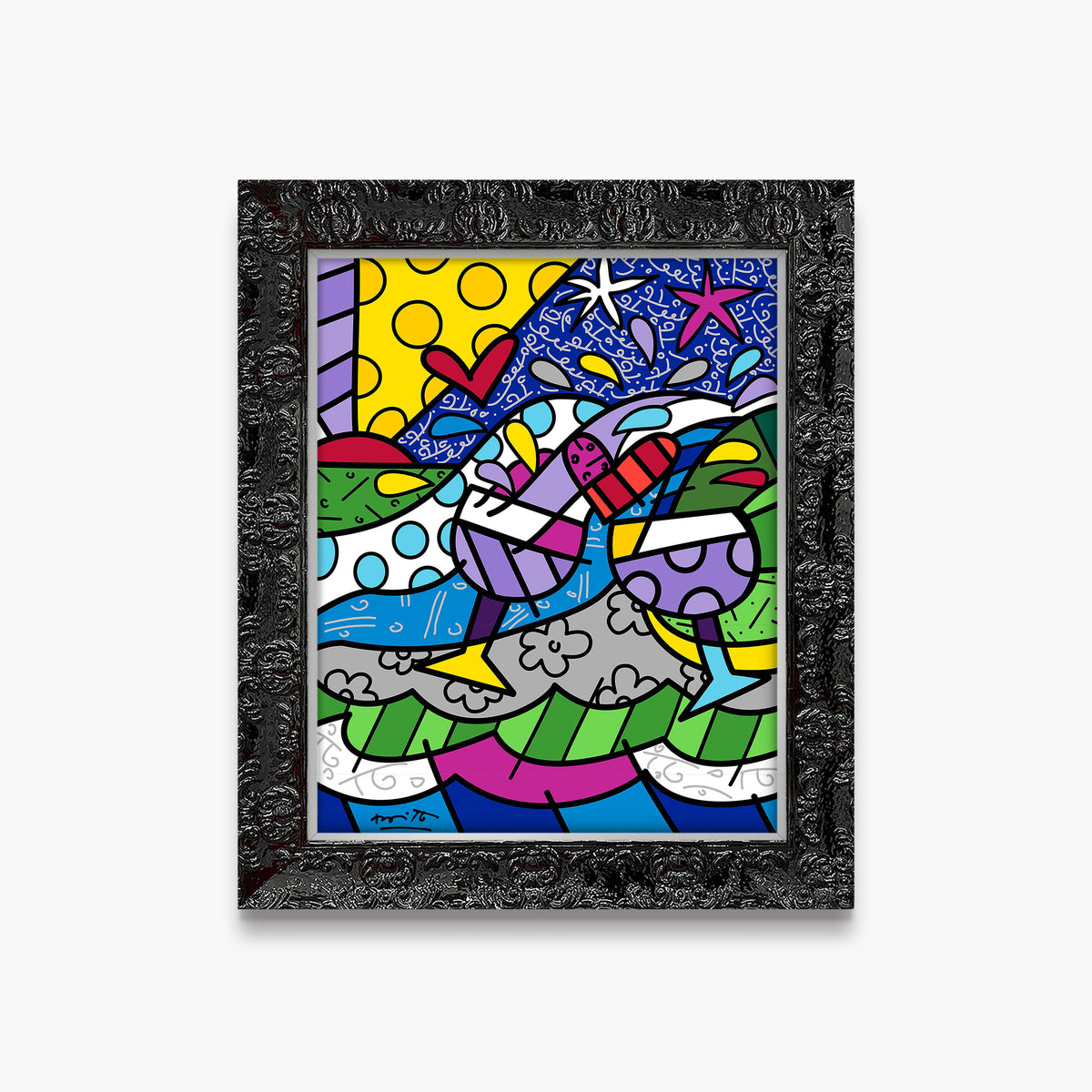 Romero Britto wine country purple limited edition  contemporary pop art piece