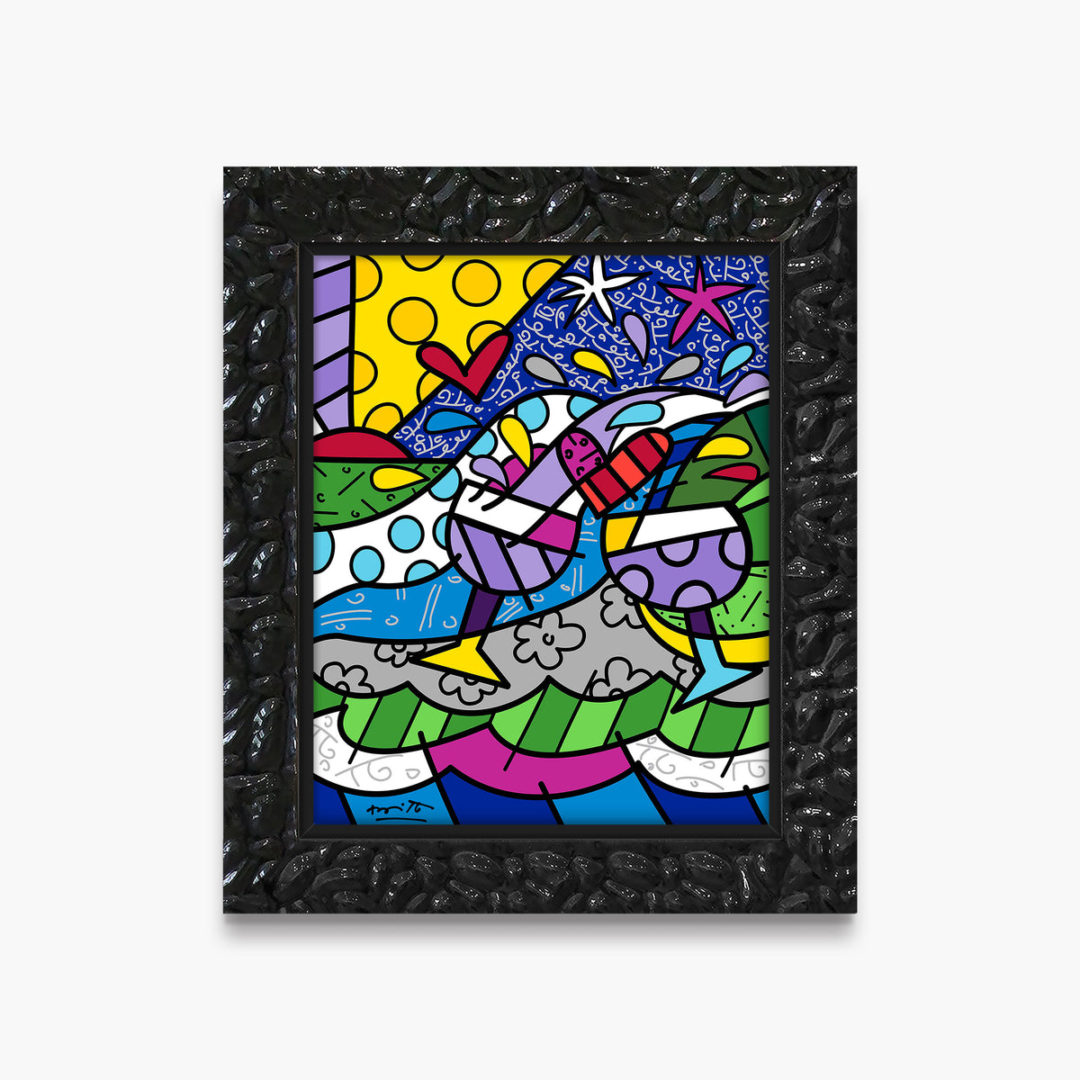 Romero Britto wine country purple limited edition  colorful pop art design