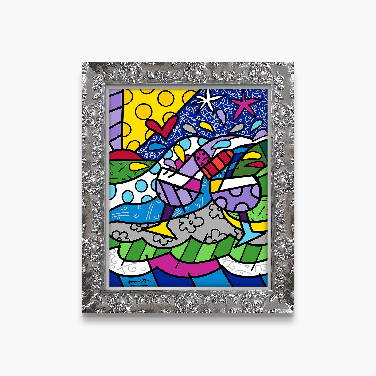 Romero Britto wine country purple limited edition  colorful pop art design