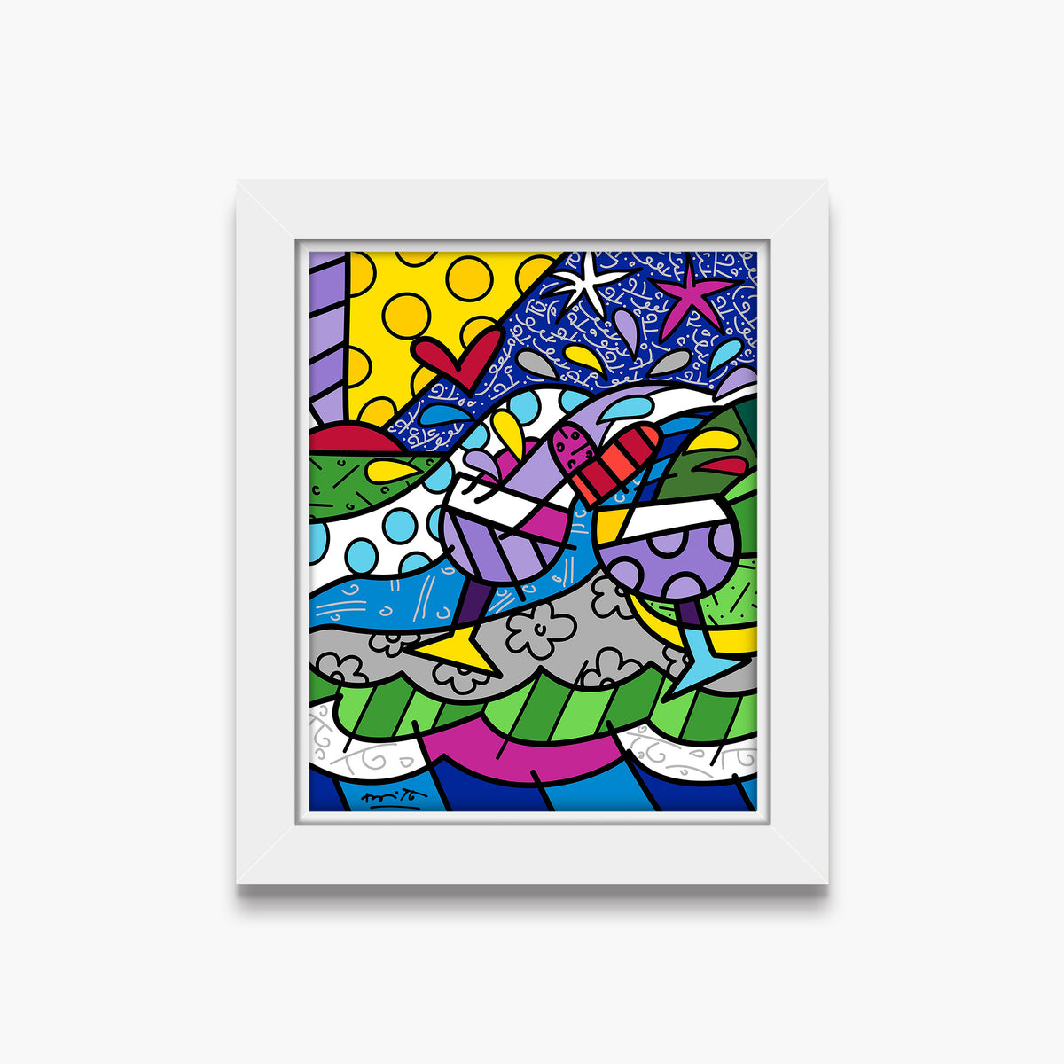 Romero Britto wine country purple limited edition  colorful pop art design