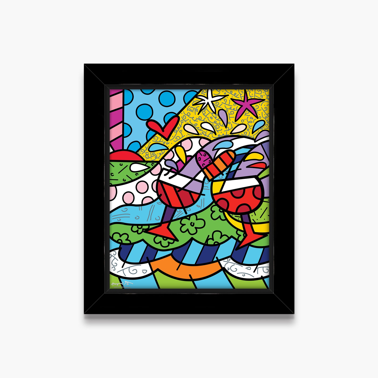 Romero Britto wine country red limited edition  colorful pop art design
