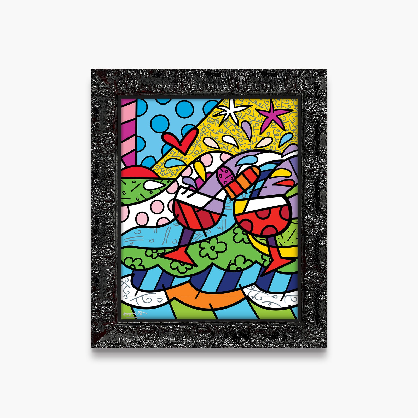 Romero Britto wine country red limited edition  contemporary pop art piece