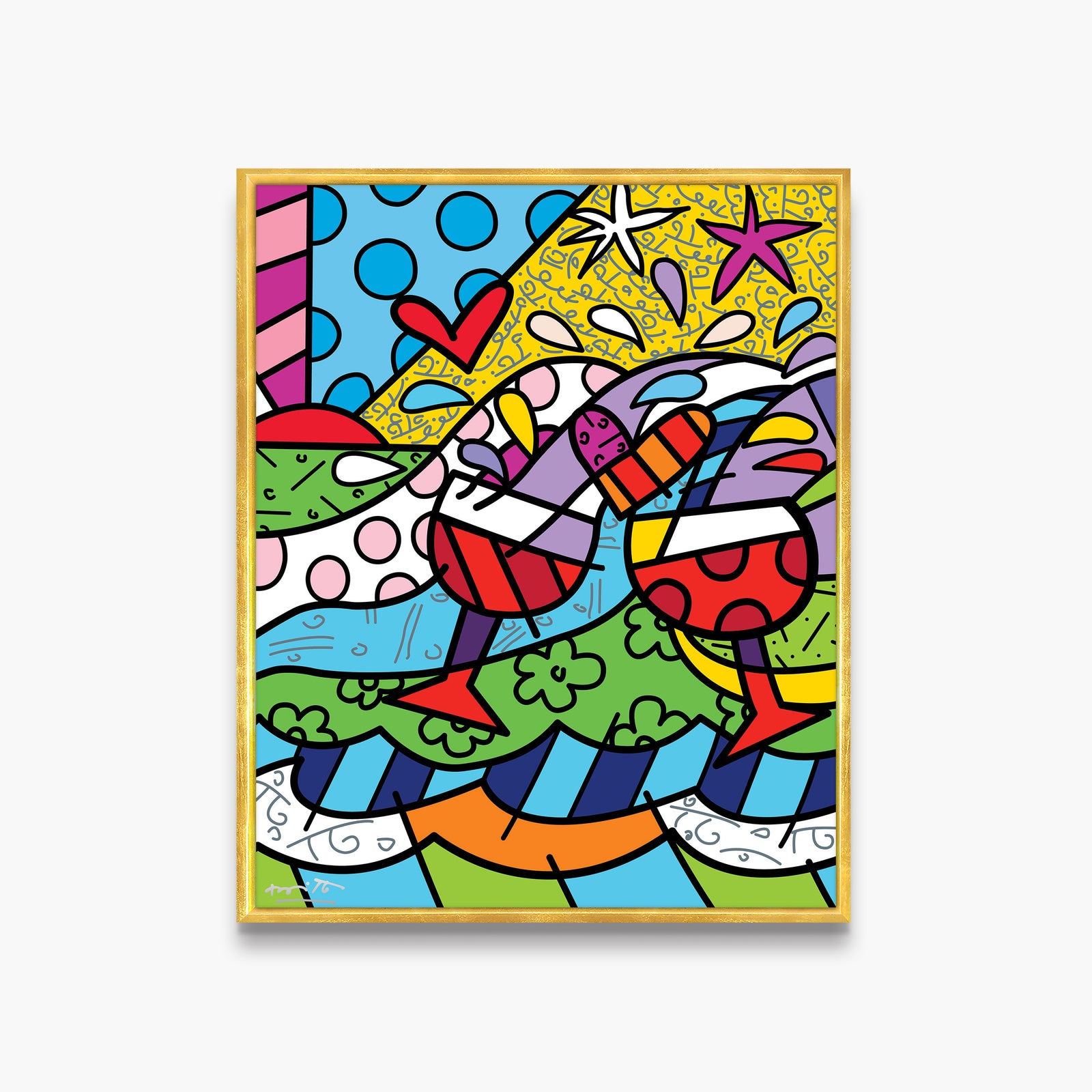 Romero Britto wine country red limited edition  colorful pop art design