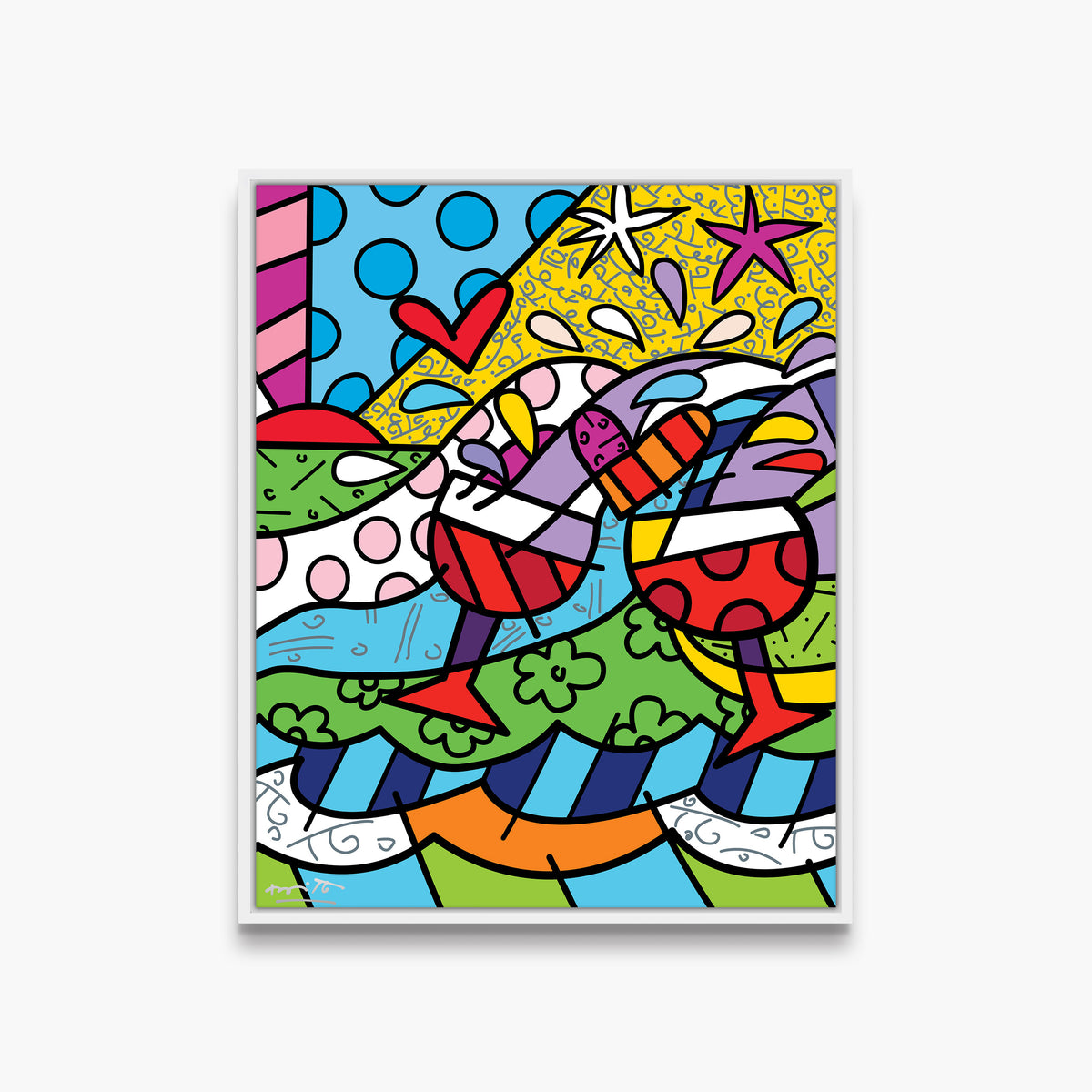 Romero Britto wine country red limited edition  contemporary pop art piece