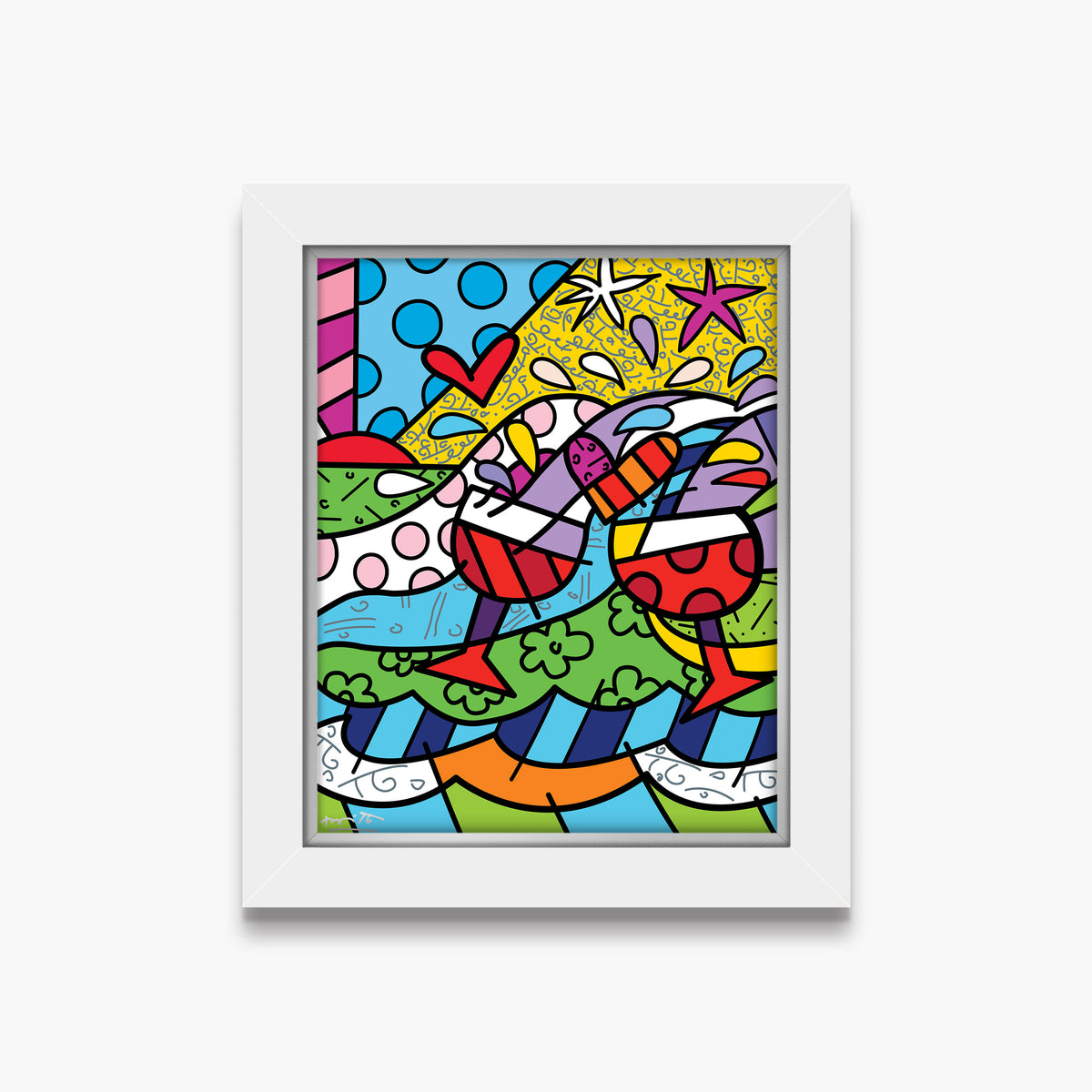 Romero Britto wine country red limited edition  contemporary pop art piece