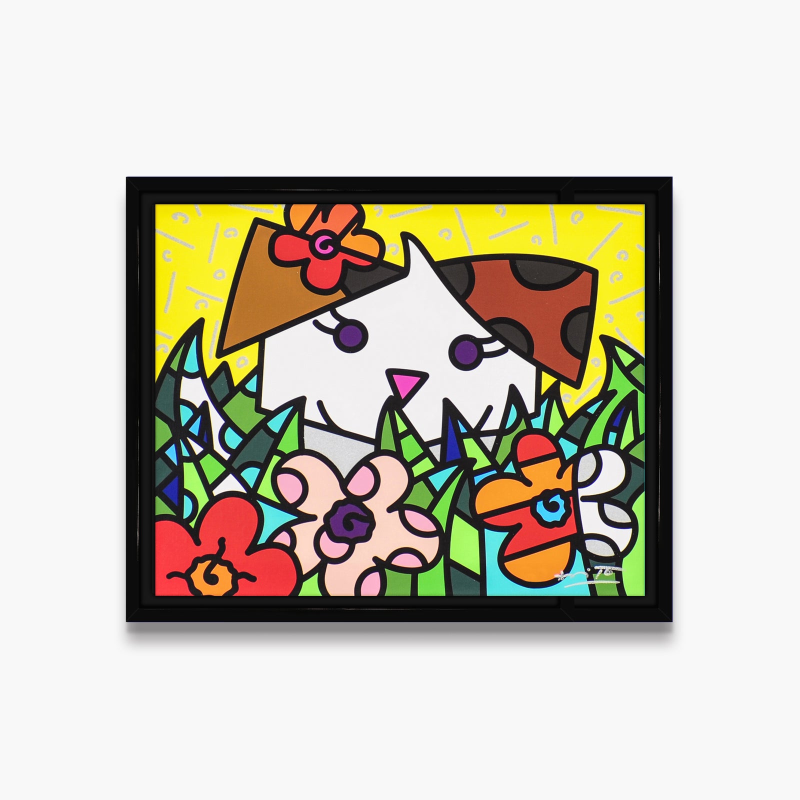 modern pop art spring puppy limited edition print  vibrant home decor