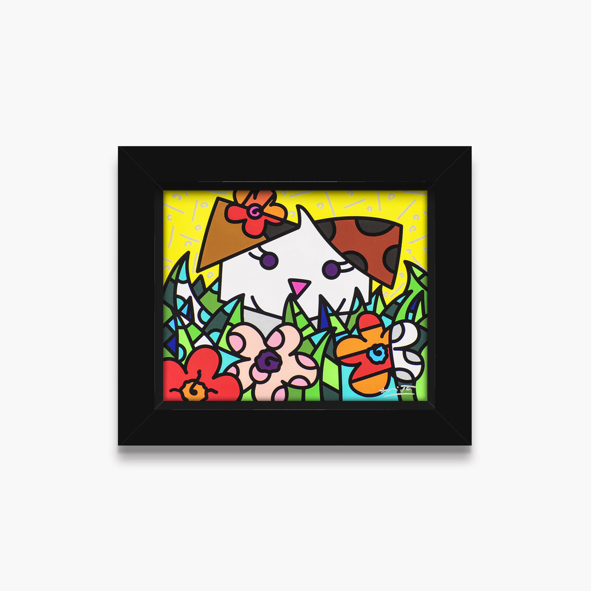 Romero Britto spring puppy limited edition print  colorful pop art design