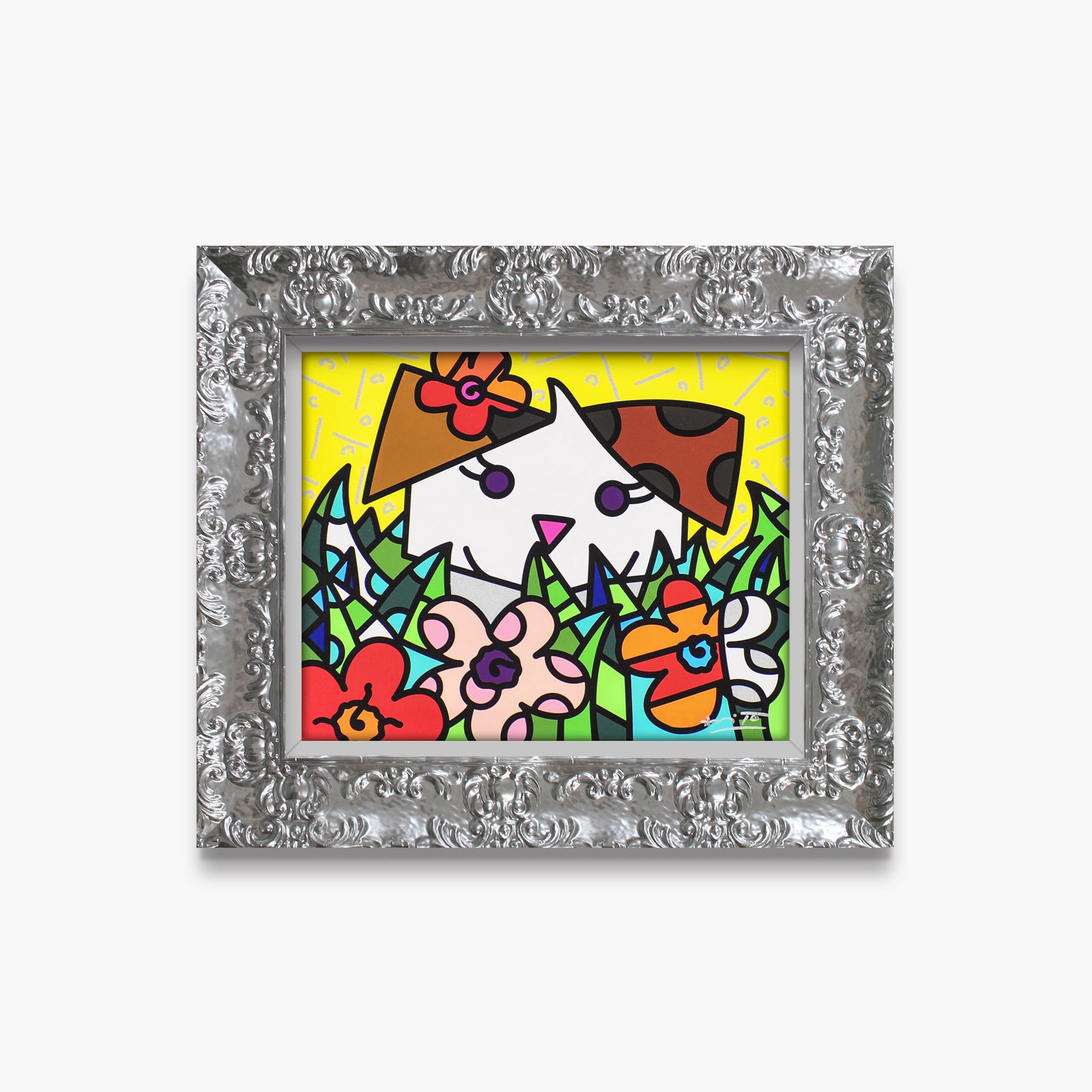 Romero Britto spring puppy limited edition print  colorful pop art design