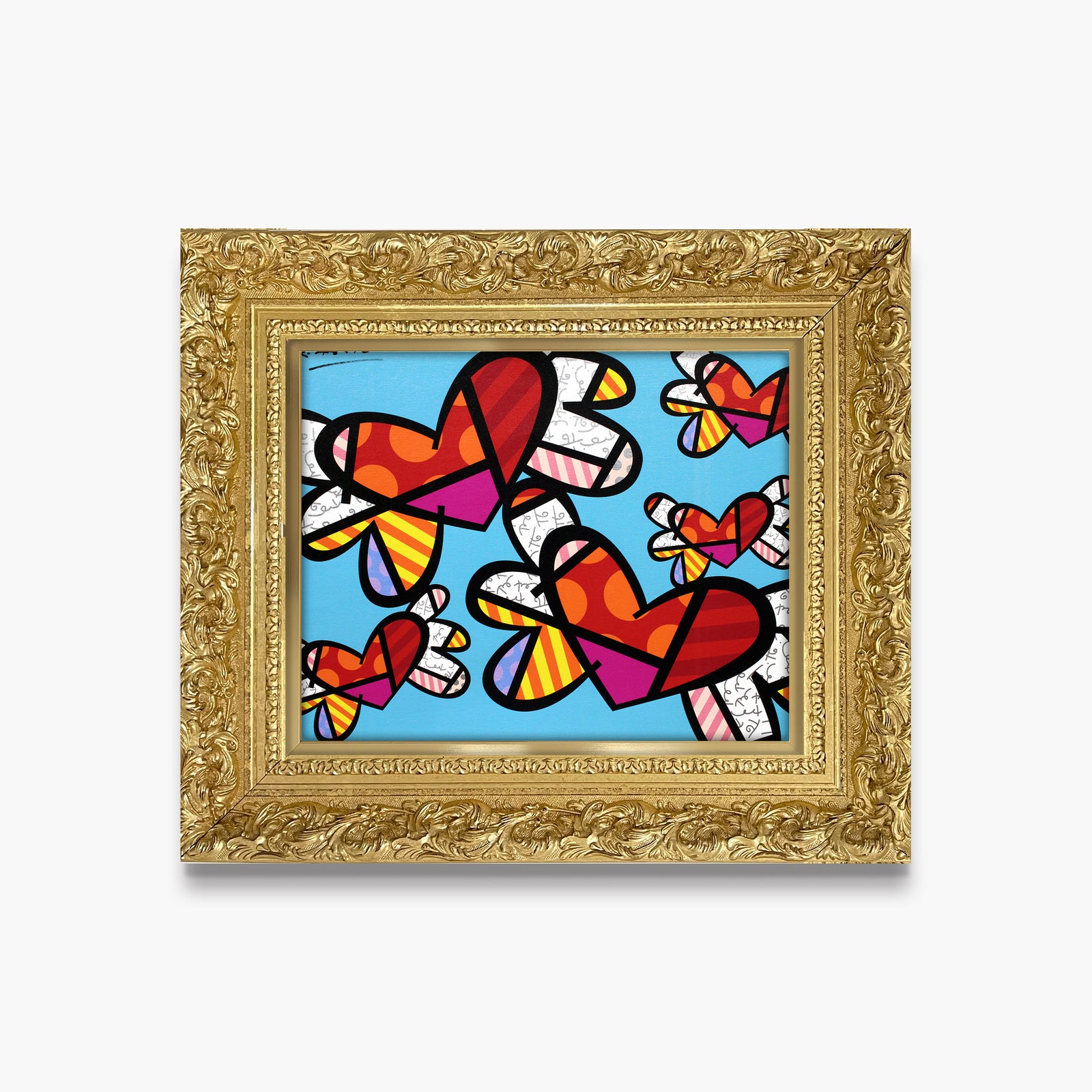 Romero Britto love is in the air  contemporary pop art piece
