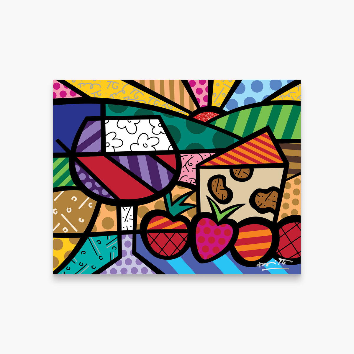 Romero Britto toast of life limited edition  colorful pop art design