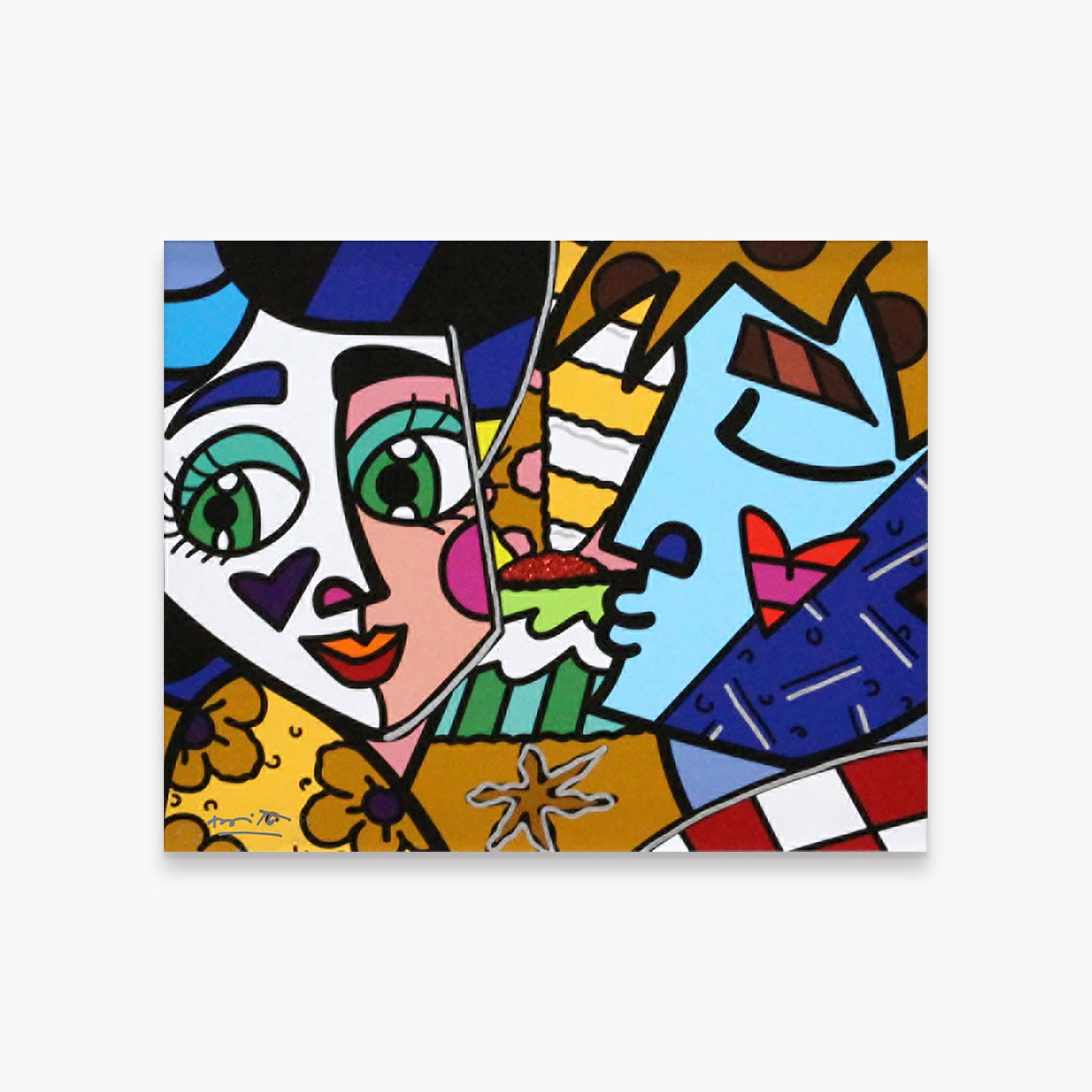 Romero Britto please sweetheart limited edition print  colorful pop art design
