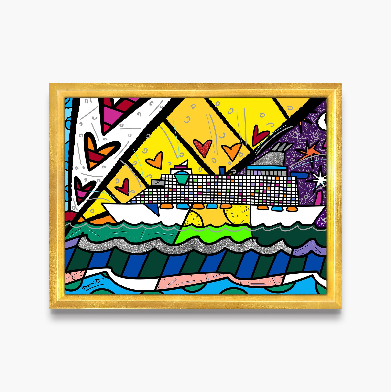 Romero Britto happy happy times limited edition  contemporary pop art piece