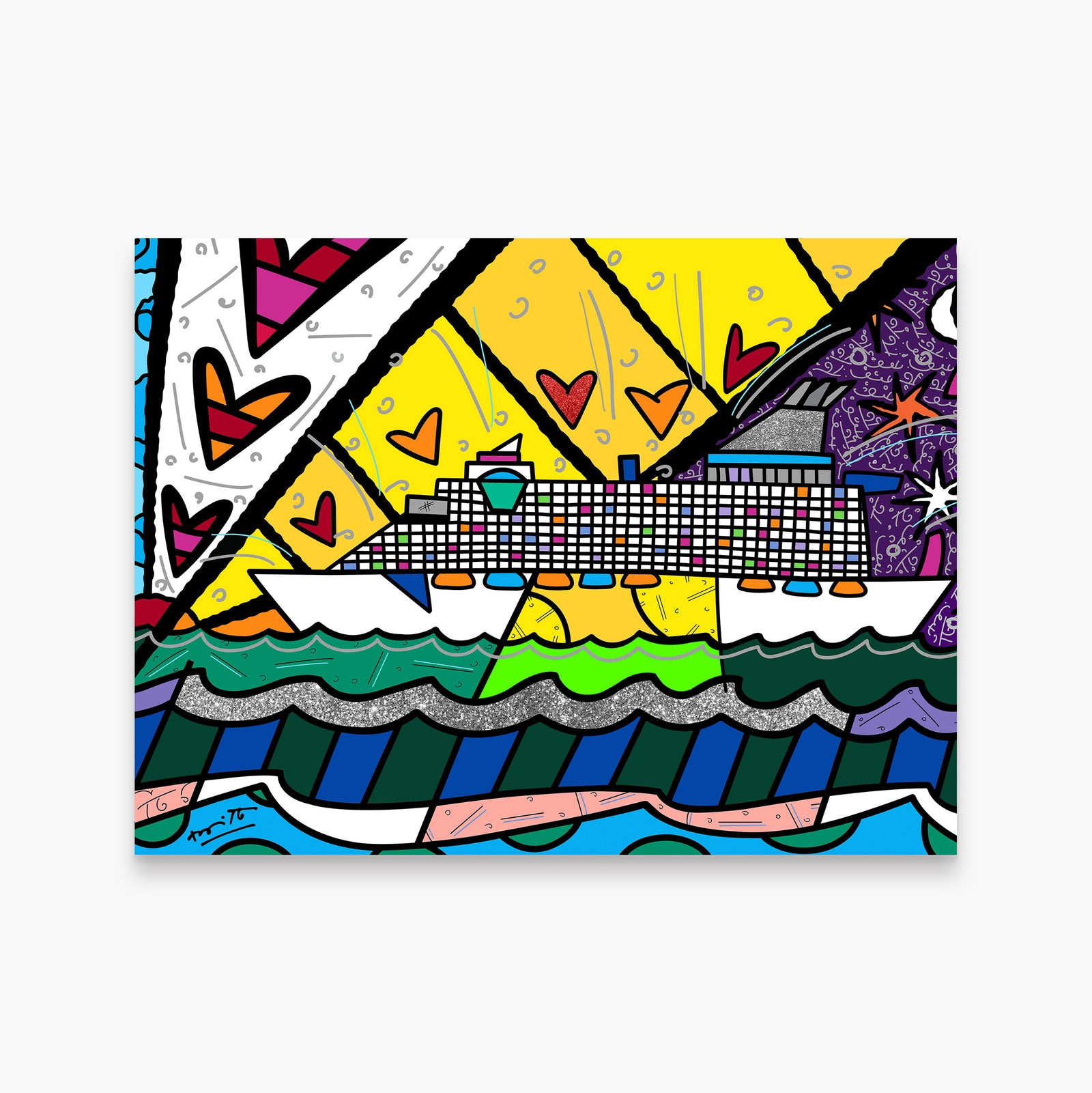 Romero Britto happy happy times limited edition  colorful pop art design