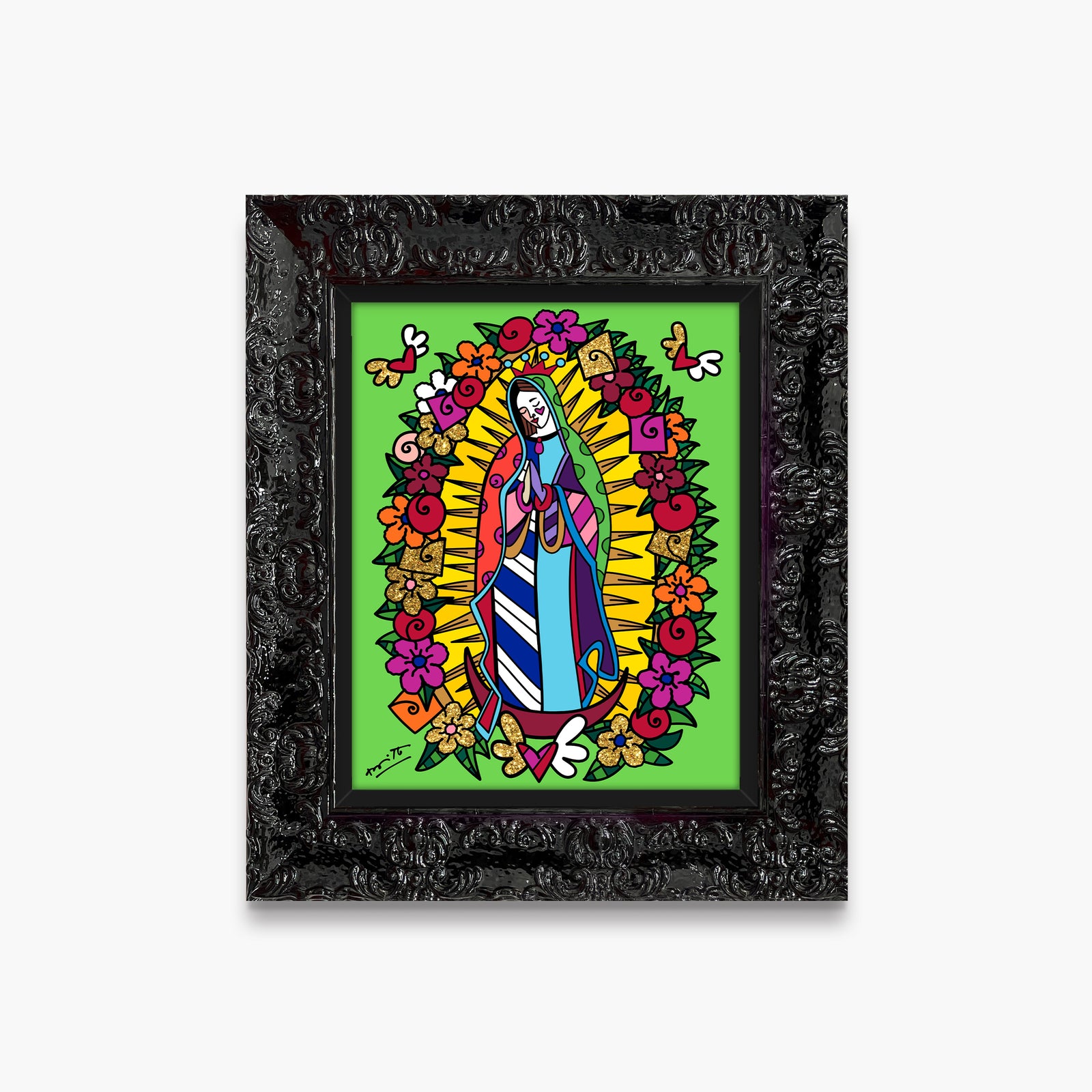 Romero Britto virgen de guadalupe limited edition  contemporary pop art piece