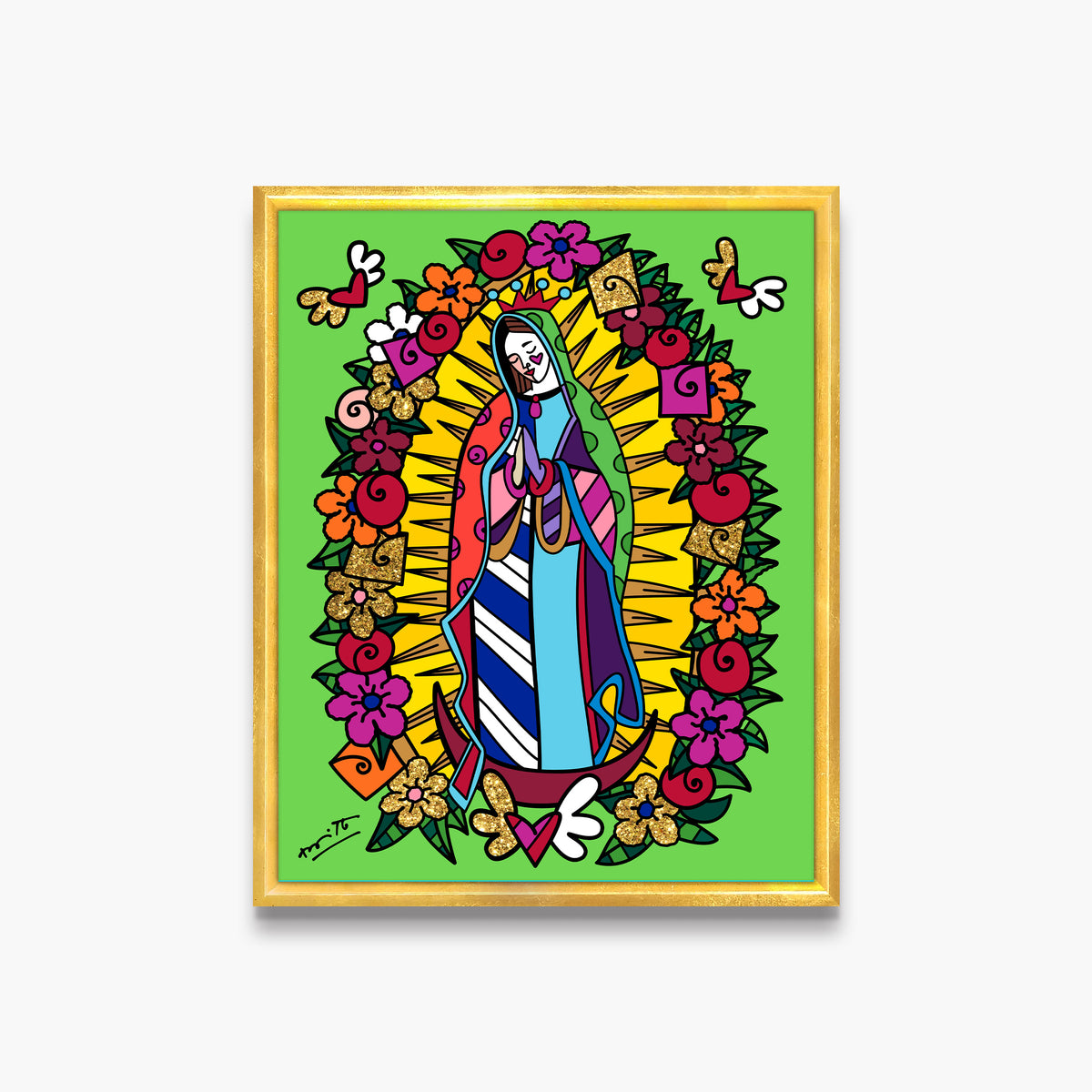 Romero Britto virgen de guadalupe limited edition  contemporary pop art piece