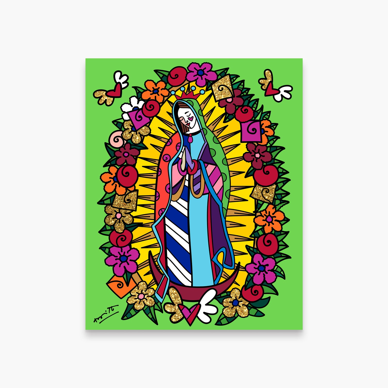 Romero Britto virgen de guadalupe limited edition  colorful pop art design
