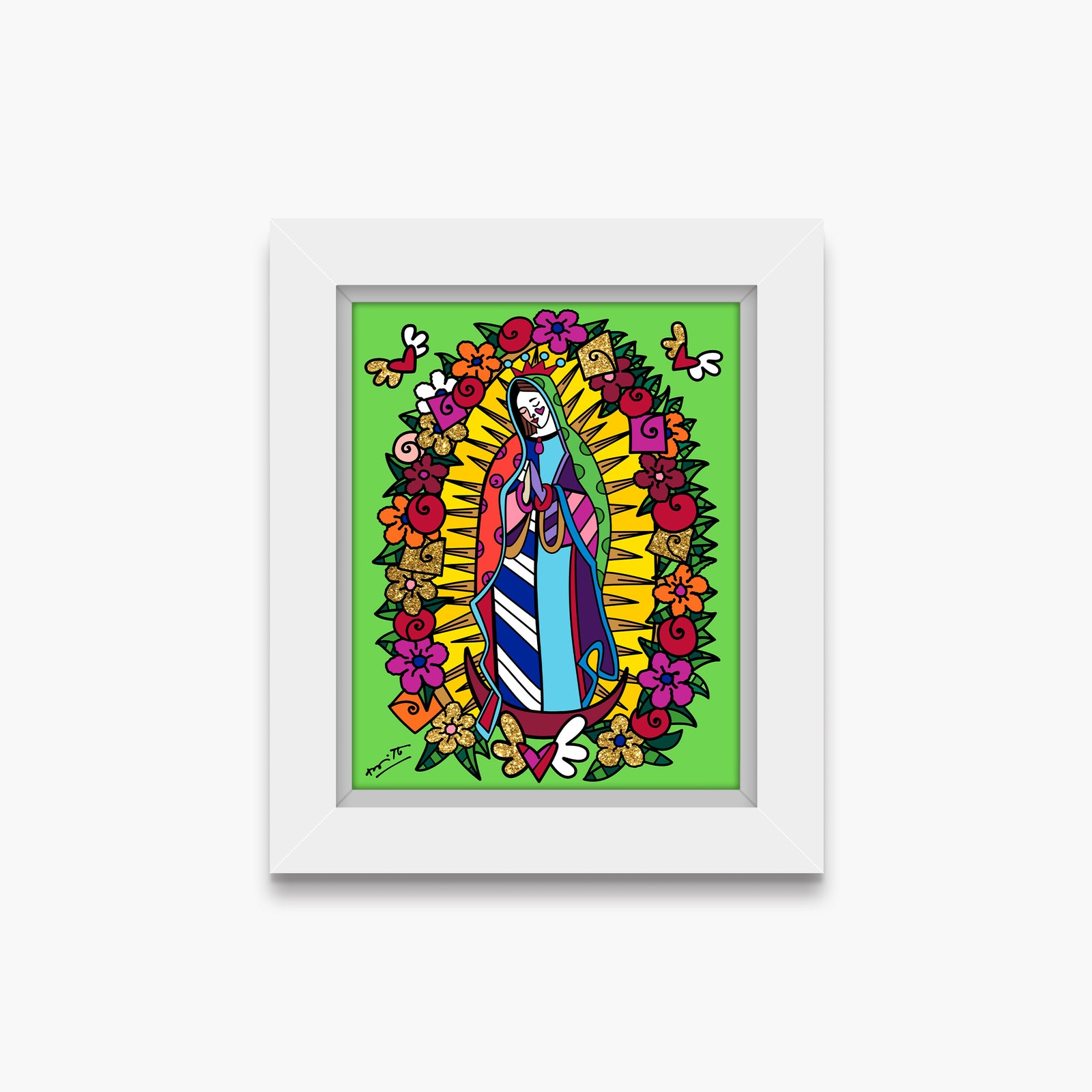 Romero Britto virgen de guadalupe limited edition  contemporary pop art piece