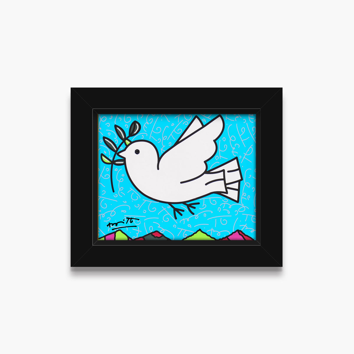 Romero Britto peace limited edition print  colorful pop art design