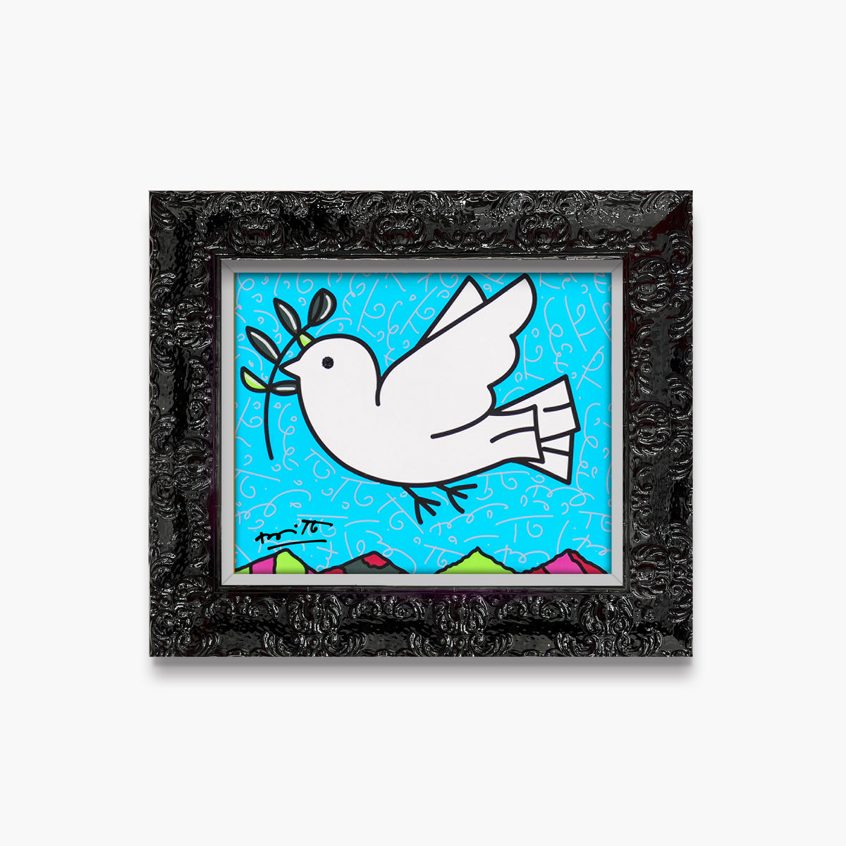 Romero Britto peace limited edition print  colorful pop art design