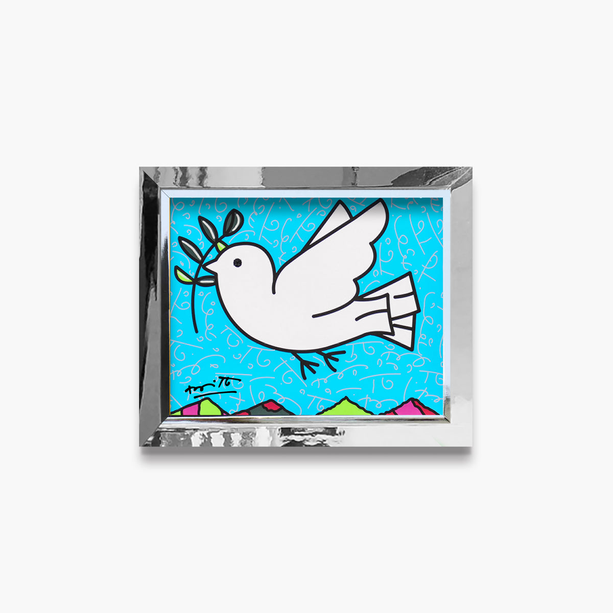 Romero Britto peace limited edition print  colorful pop art design