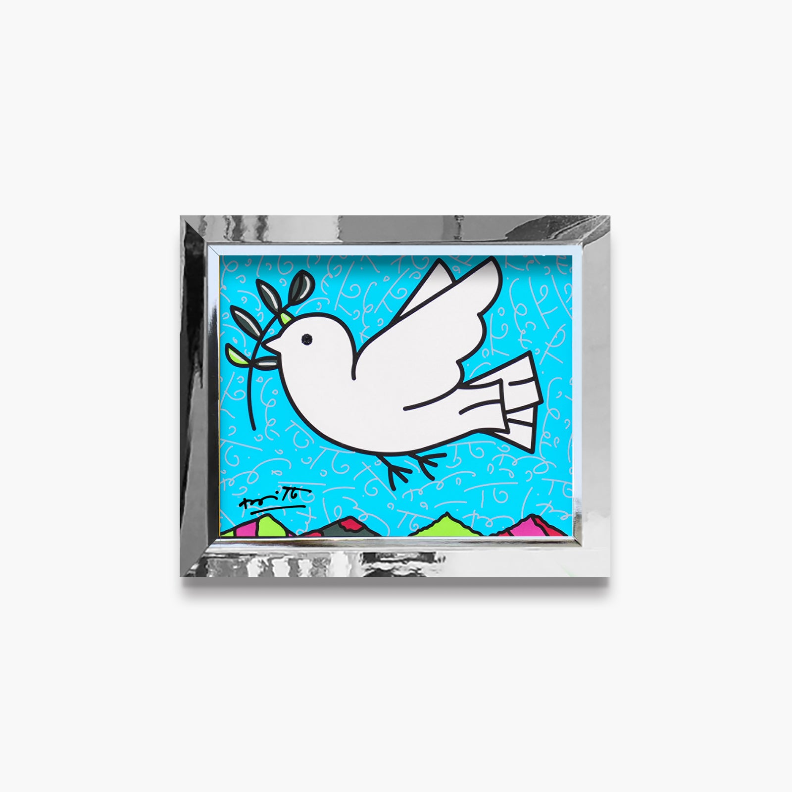 Romero Britto peace limited edition print  colorful pop art design