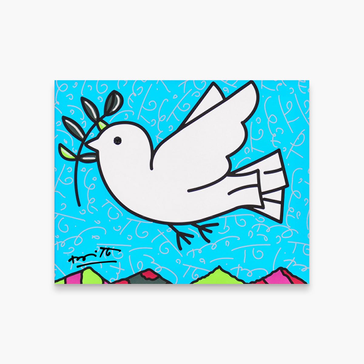 Romero Britto peace limited edition print  colorful pop art design