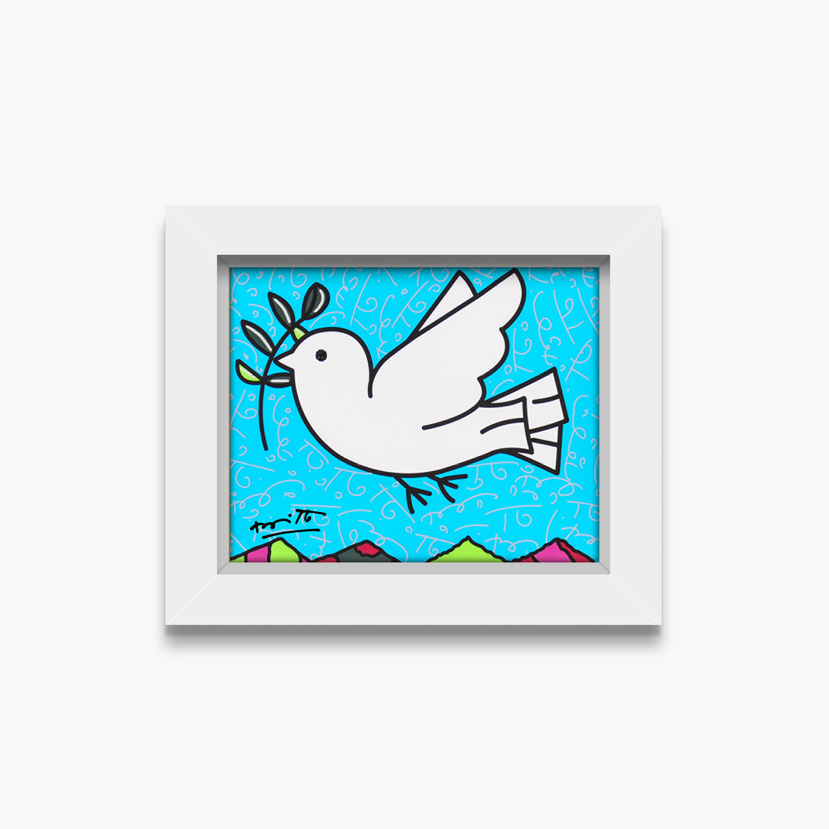 Romero Britto peace limited edition print  contemporary pop art piece